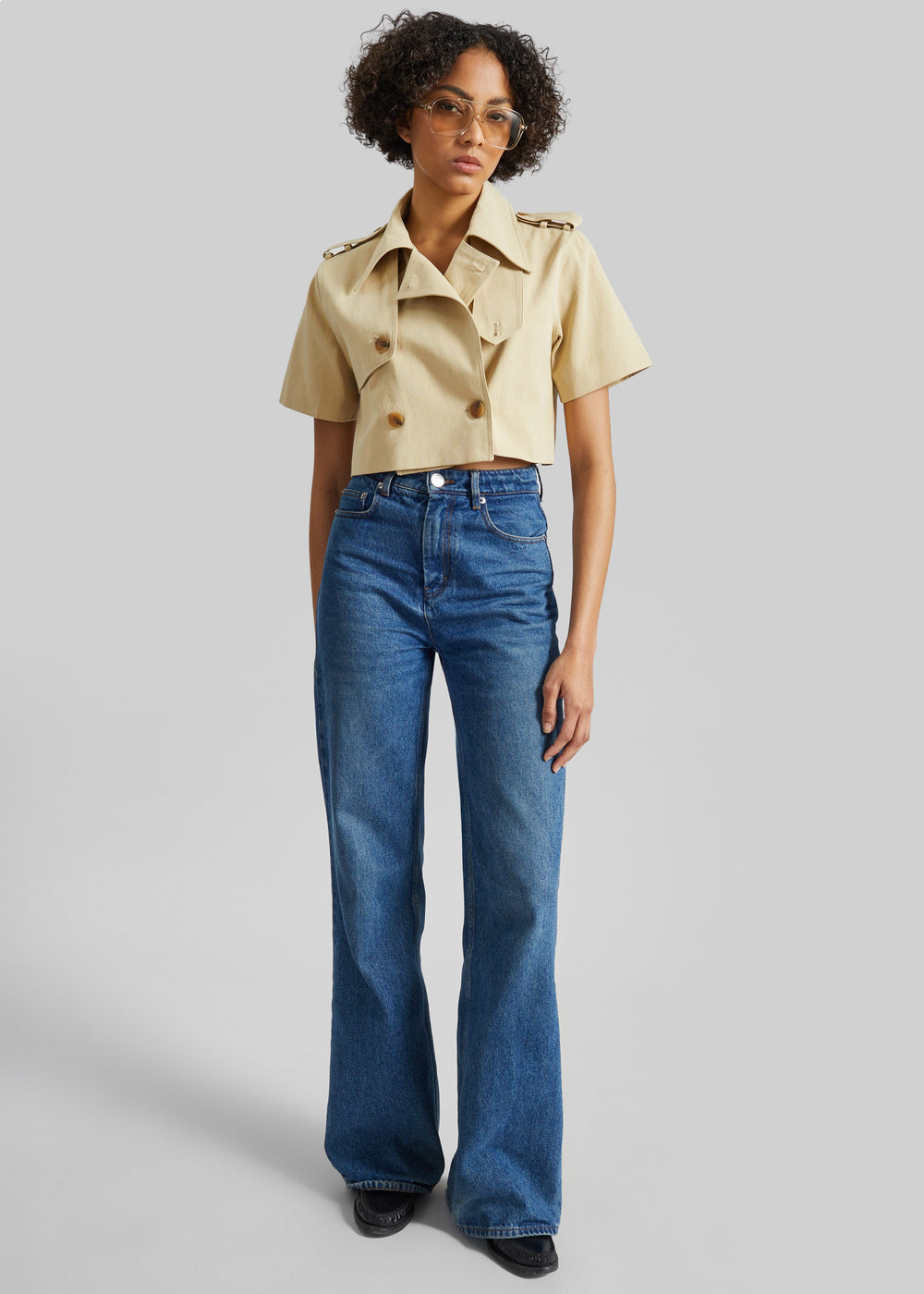 Reiti Cropped Trench Top - Beige - 1