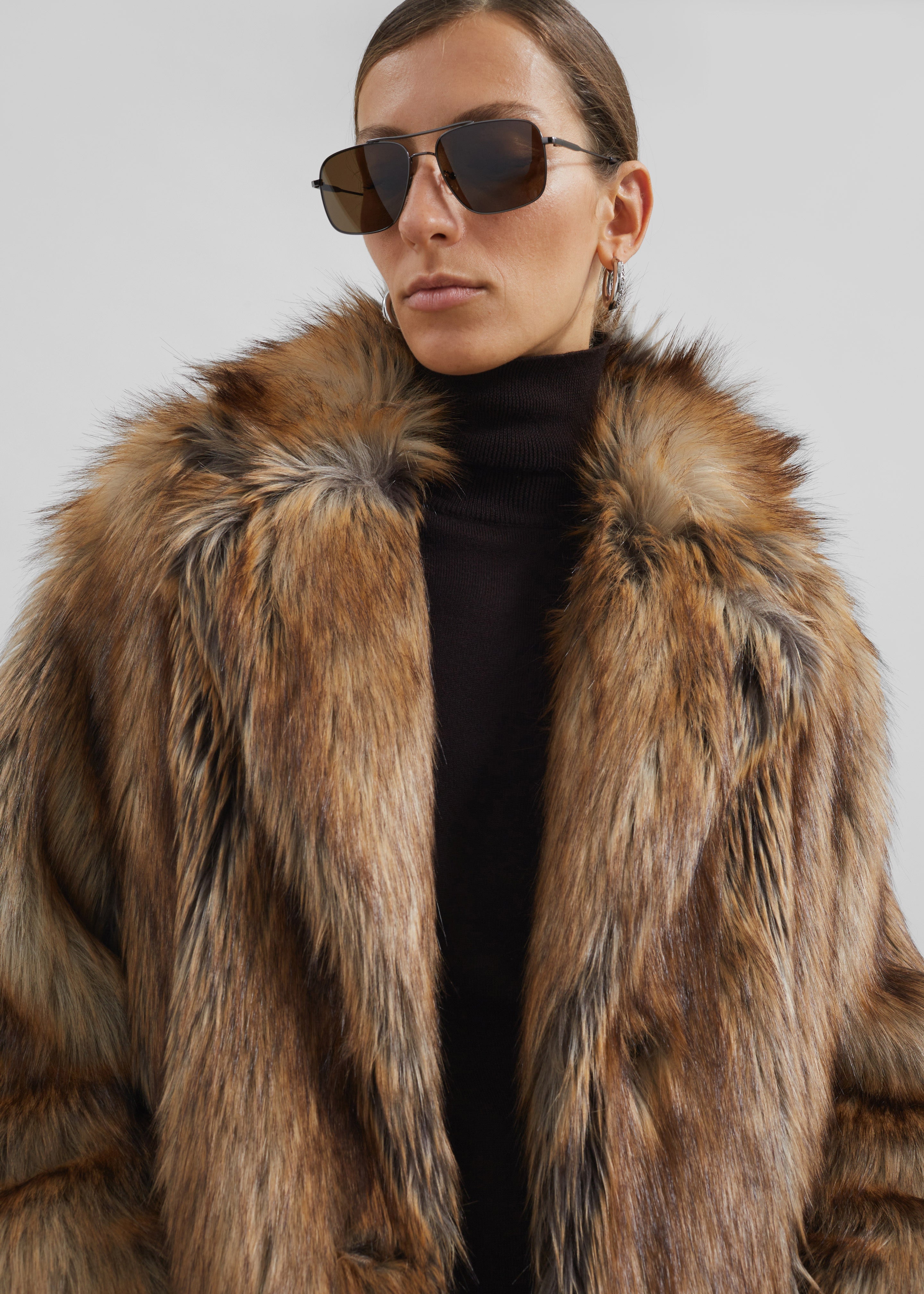 Rella Faux Fur Coat - Camel - 6