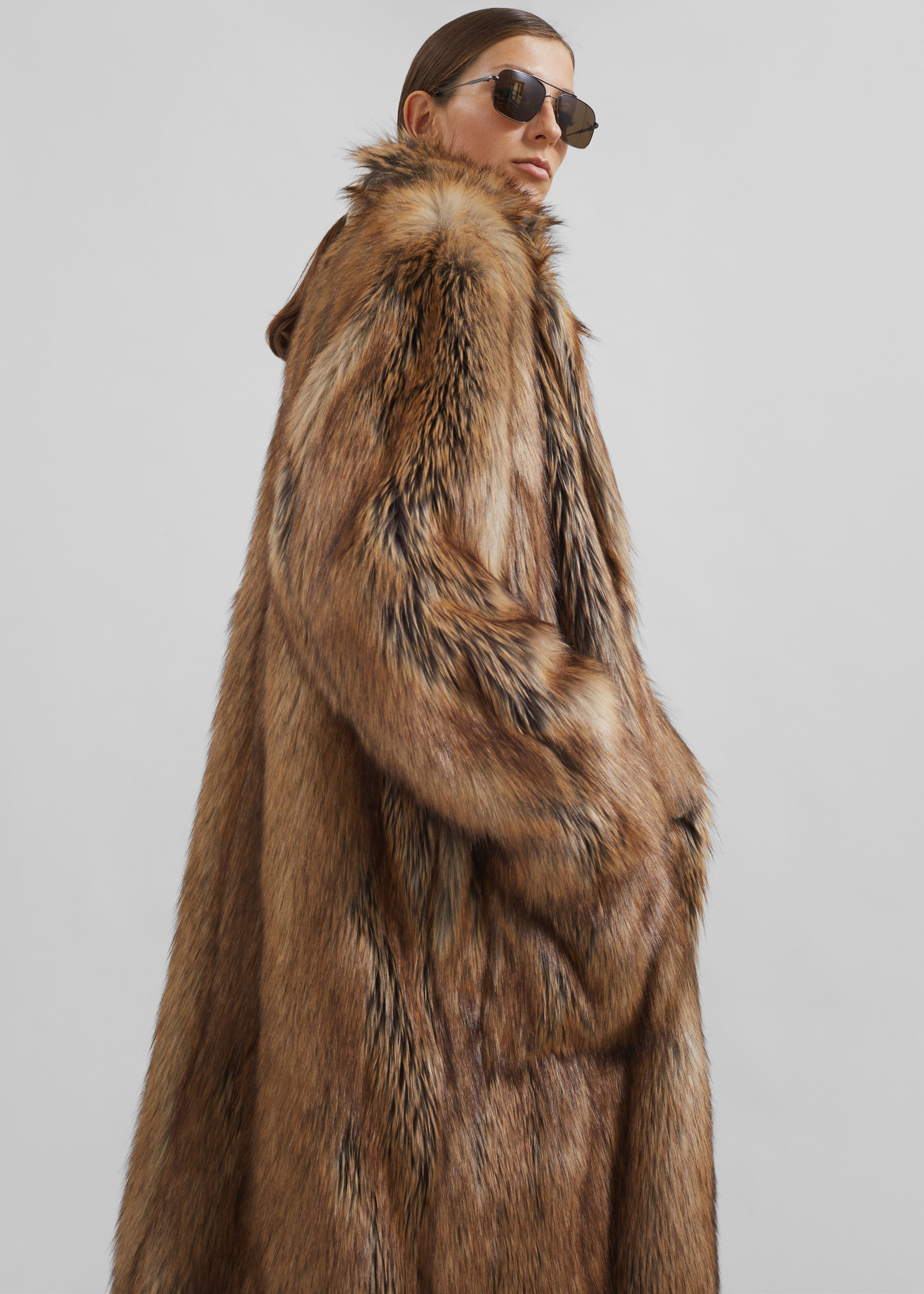 Rella Faux Fur Coat - Camel - 7