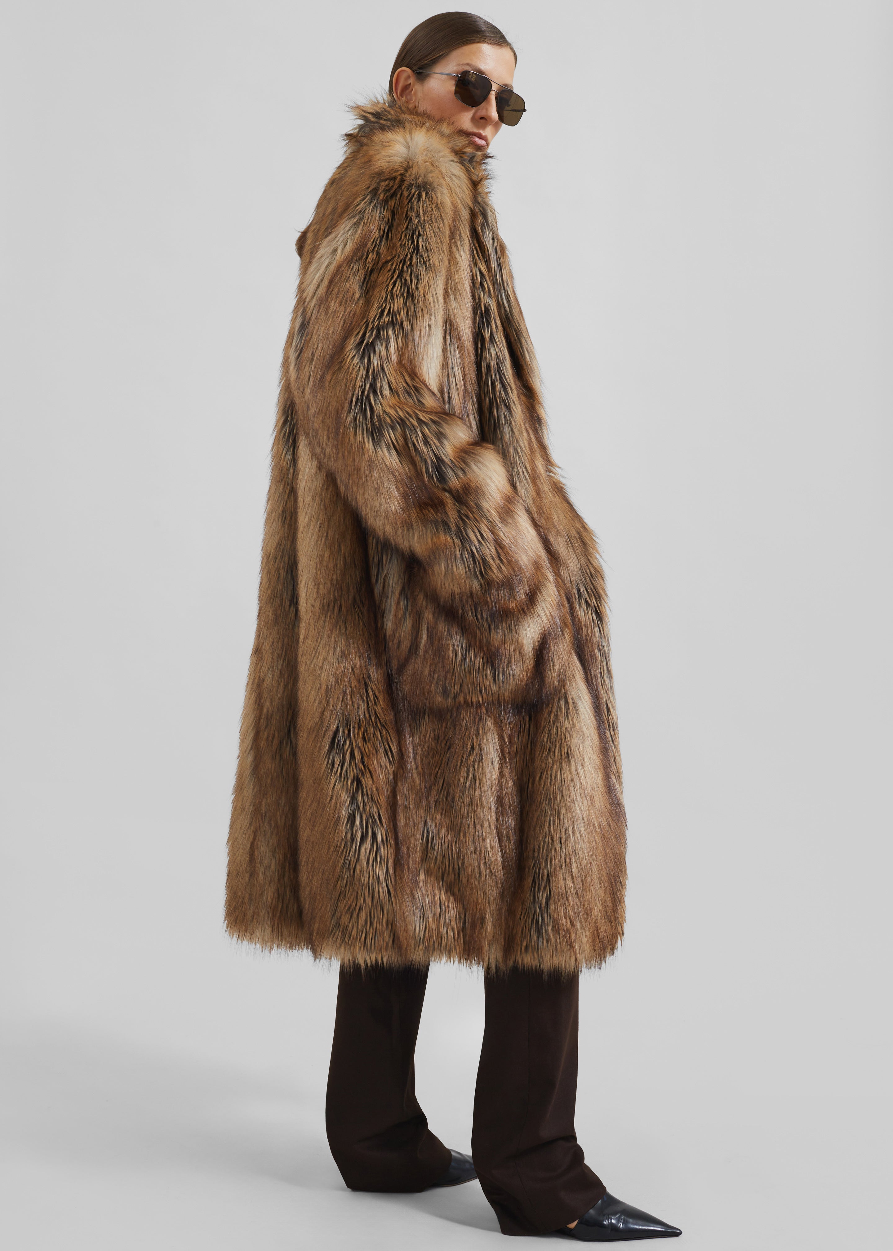 Rella Faux Fur Coat - Camel - 1