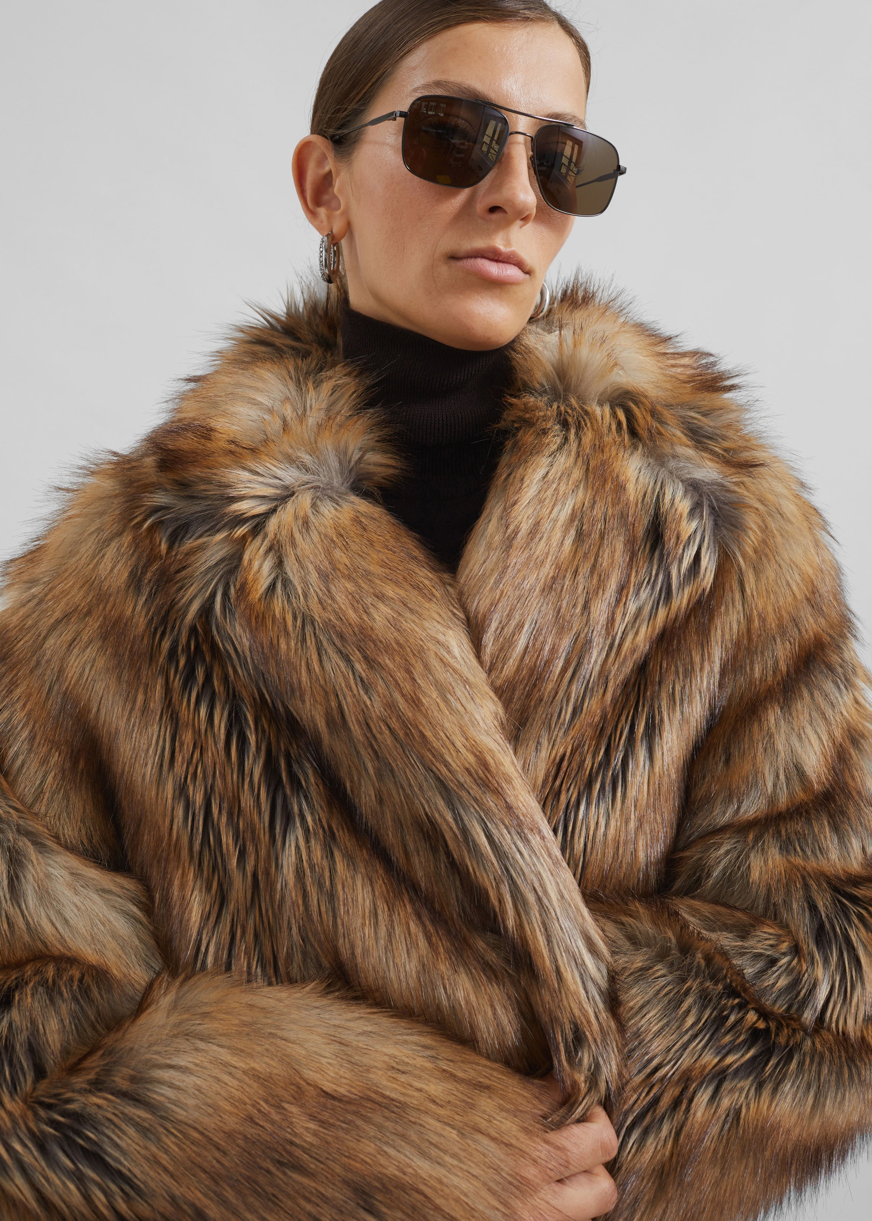 Rella Faux Fur Coat - Camel - 8