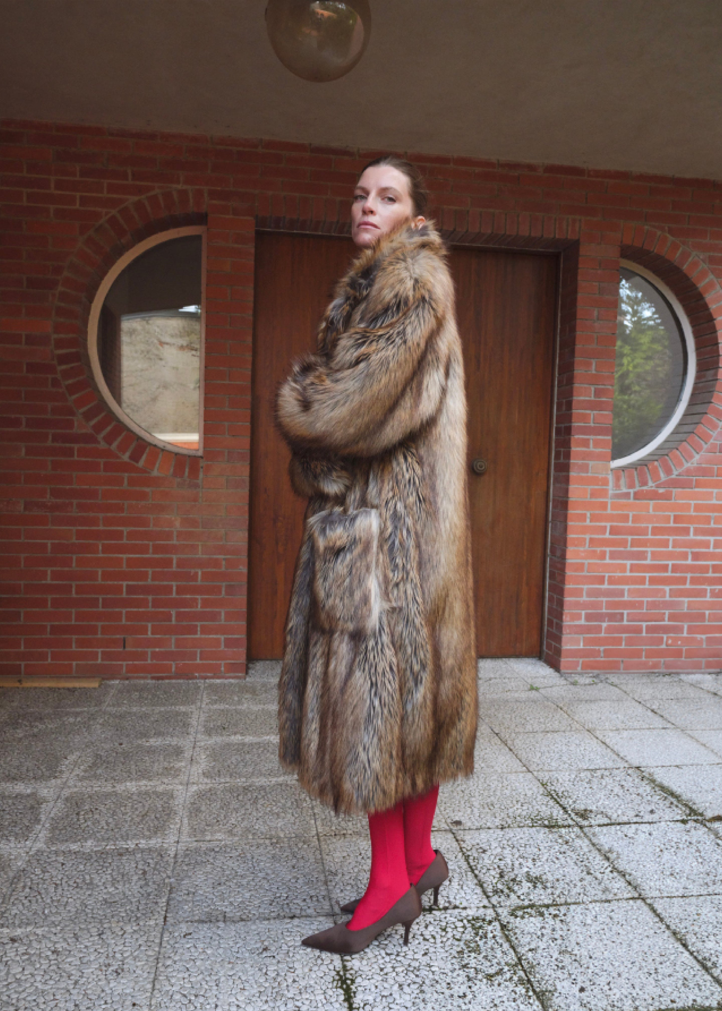 Rella Faux Fur Coat - Camel - 4