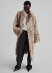 REMAIN Reversible Long Hair Shearling Coat - Pebble