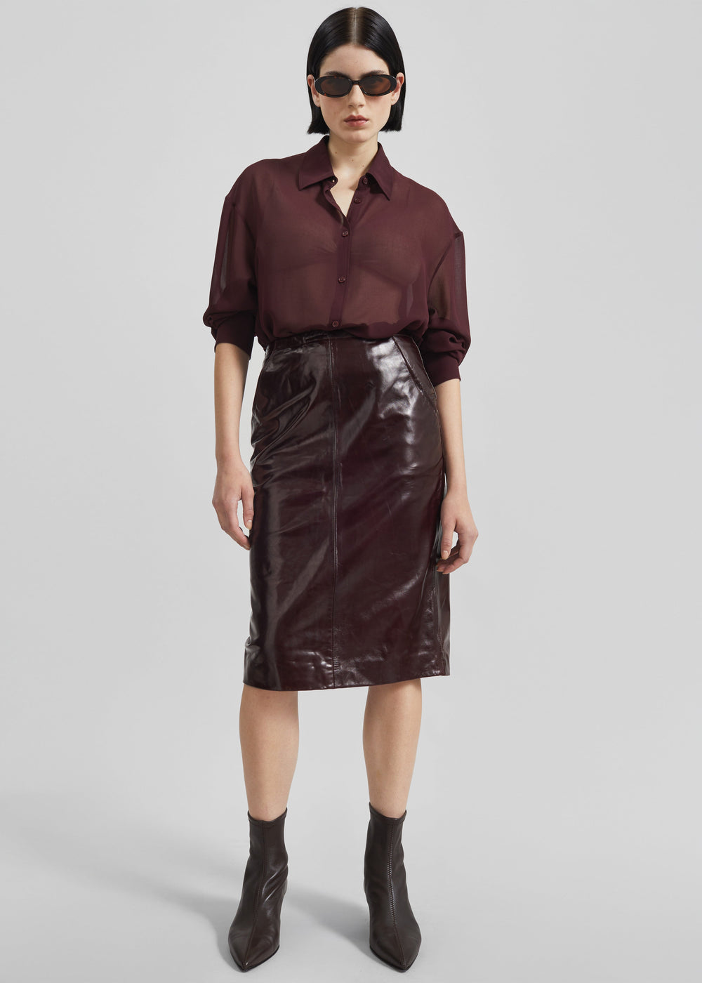Remain Midi Leather Skirt - Zinfandel - 1
