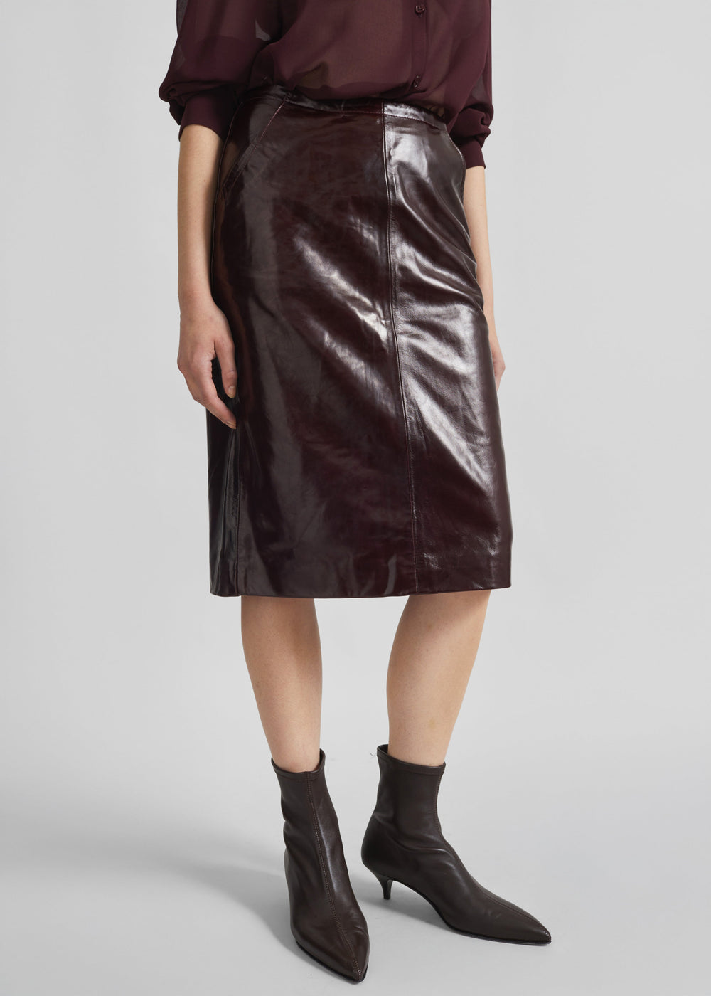 Remain Midi Leather Skirt - Zinfandel