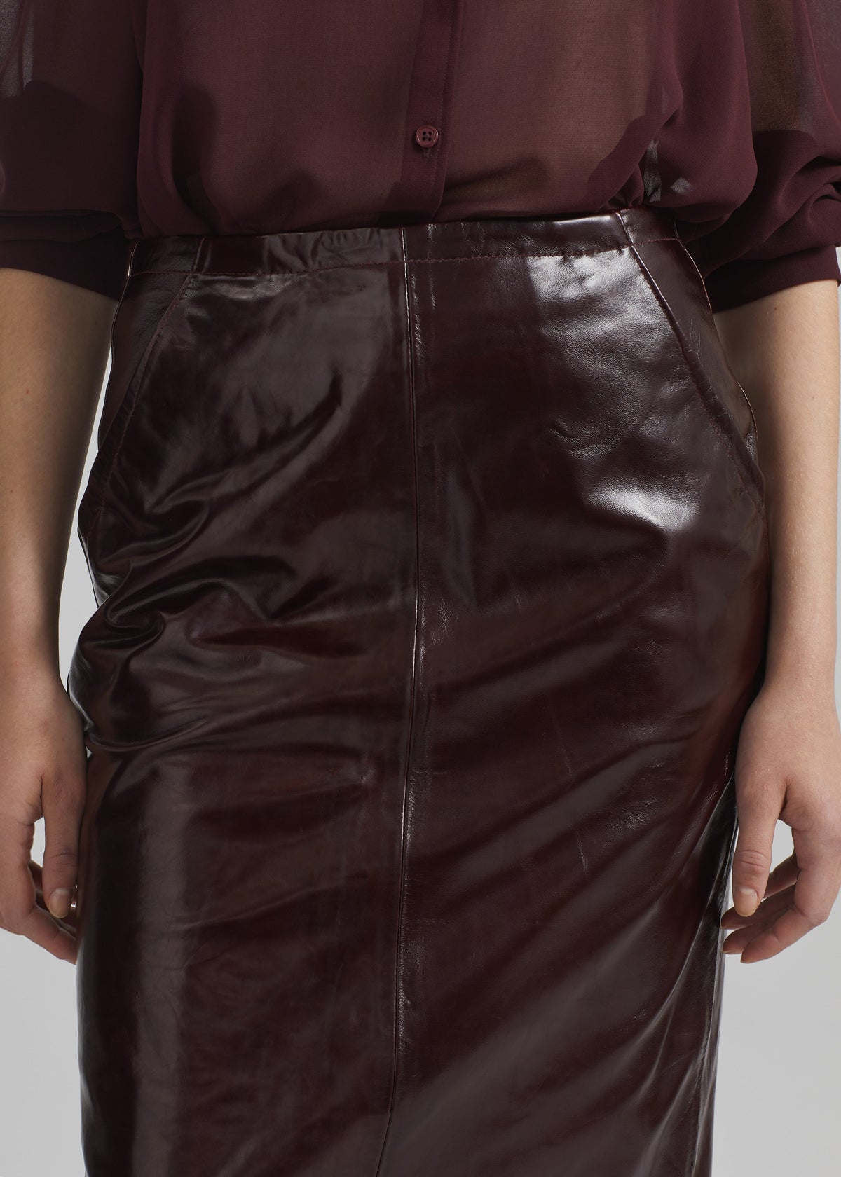 Remain Midi Leather Skirt - Zinfandel - 4