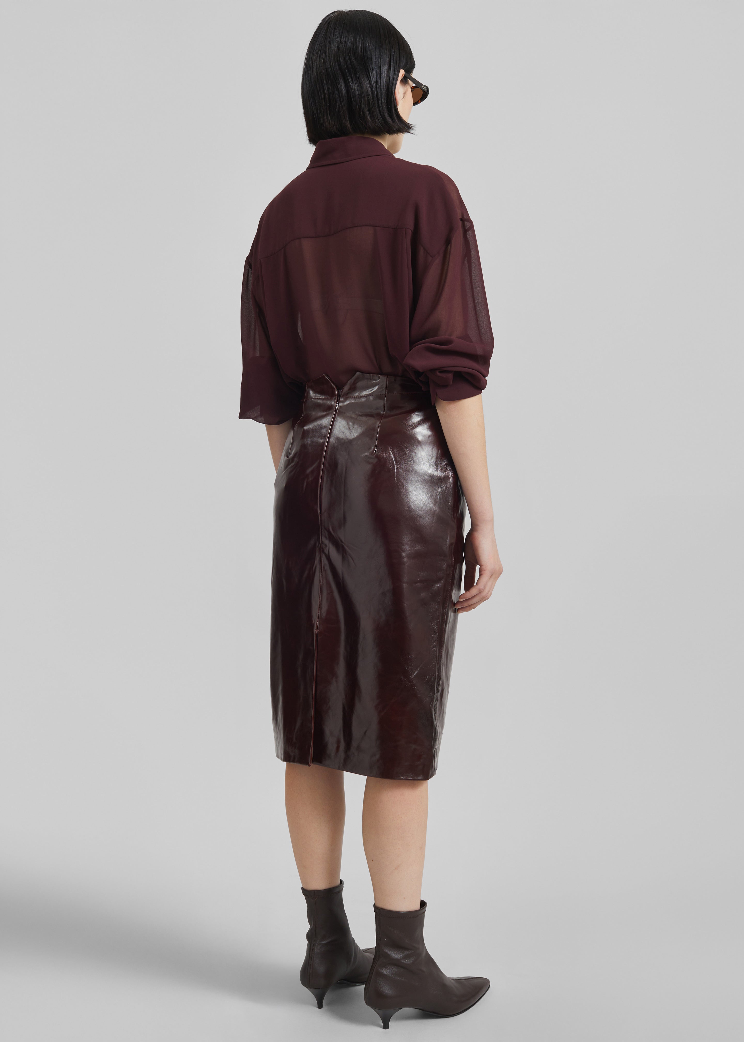 Remain Midi Leather Skirt - Zinfandel - 5