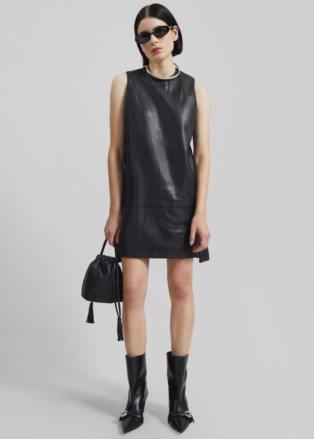 Remain Mini Leather Dress - Black - 1
