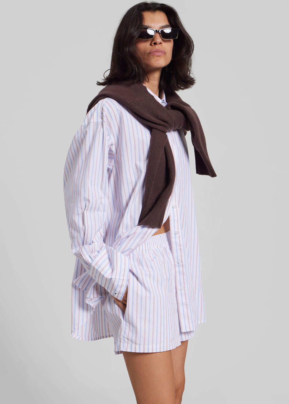Remain Oversized  Striped Shirt - Cloud Dancer Comb - 1