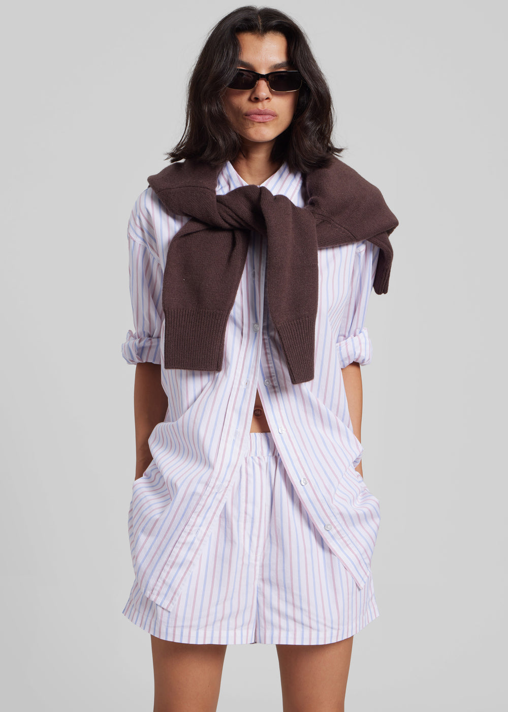Remain Oversized  Striped Shirt - Cloud Dancer Comb