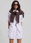 Remain Oversized  Striped Shirt - Cloud Dancer Comb