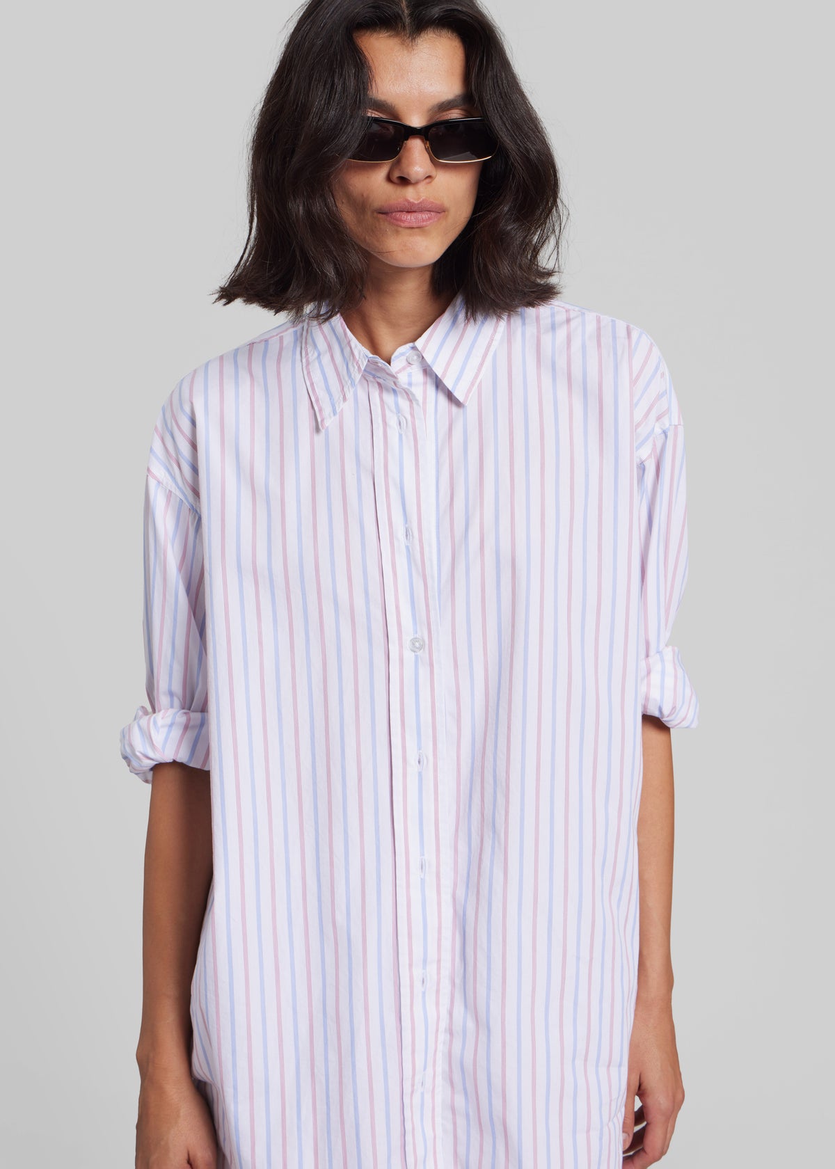 Remain Oversized  Striped Shirt - Cloud Dancer Comb - 3