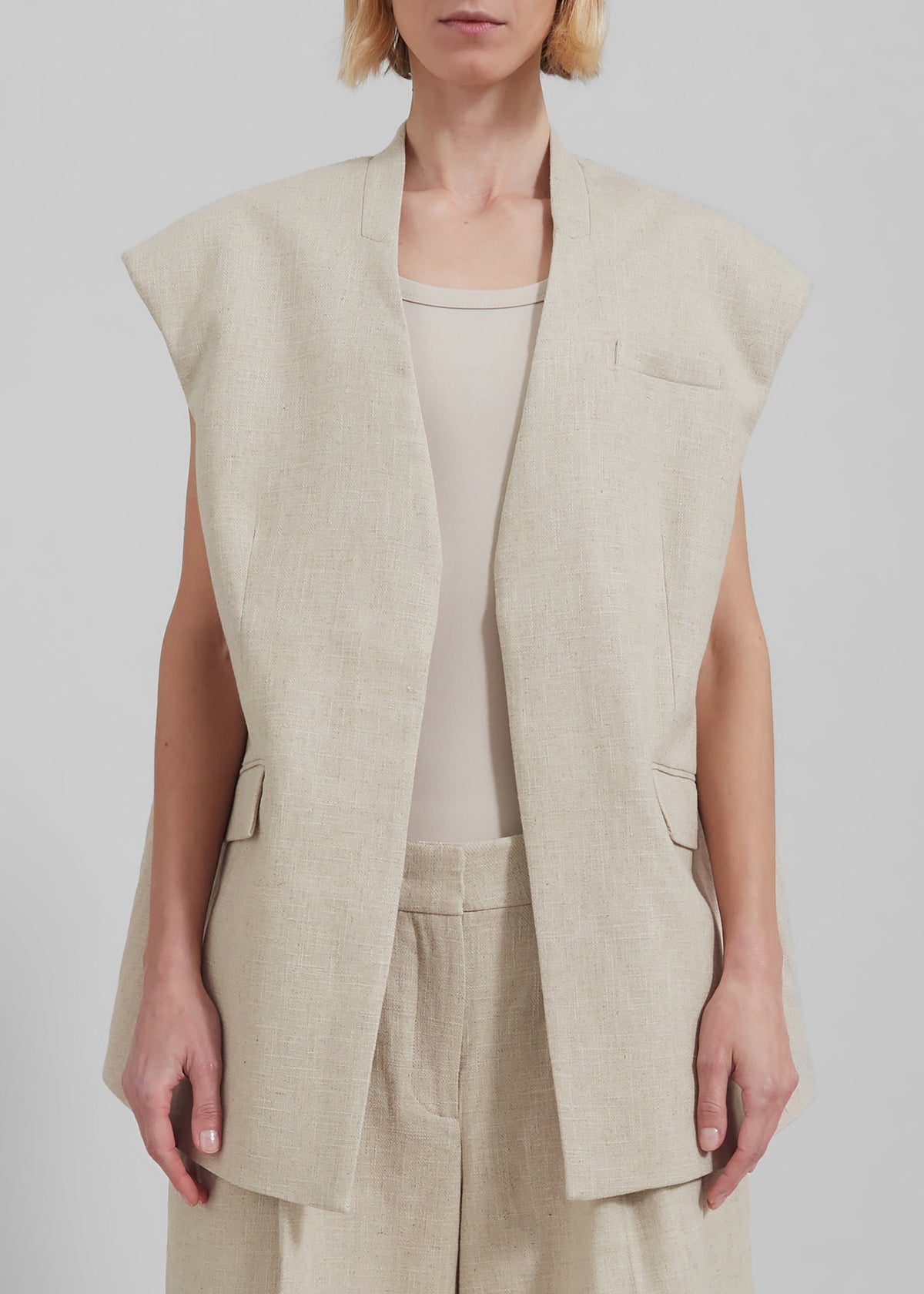 Remain Oversized Vest - Tofu Beige - 4