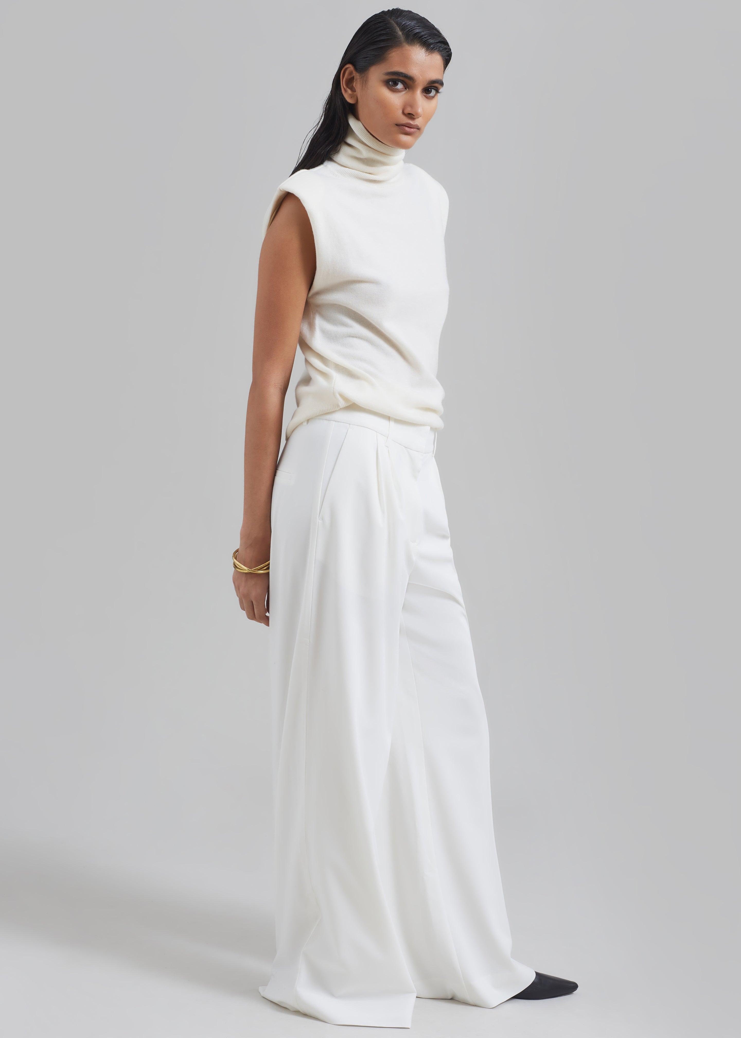 Remain Wide Pants with Pleats - Egret - 7
