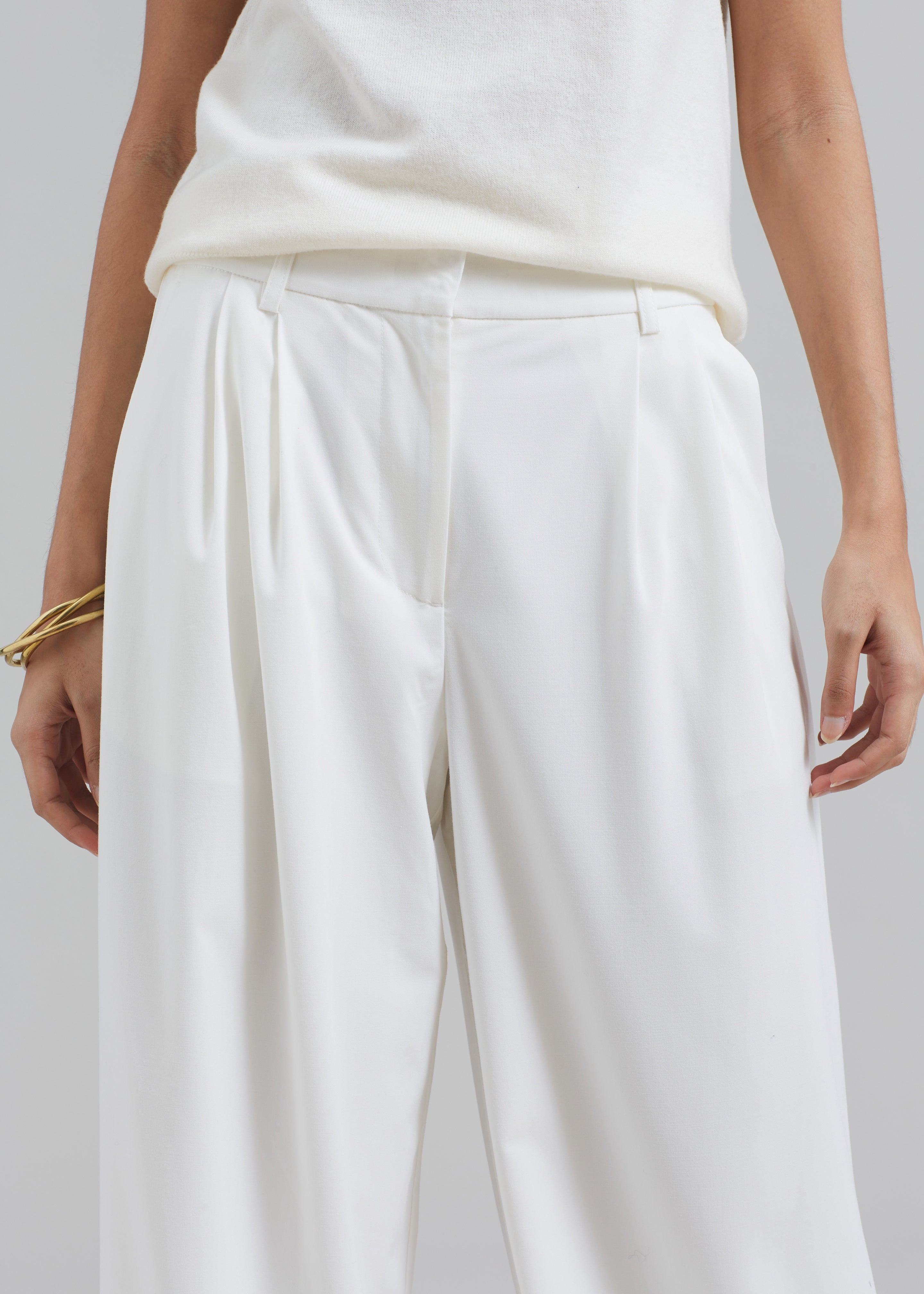 Remain Wide Pants with Pleats - Egret - 3