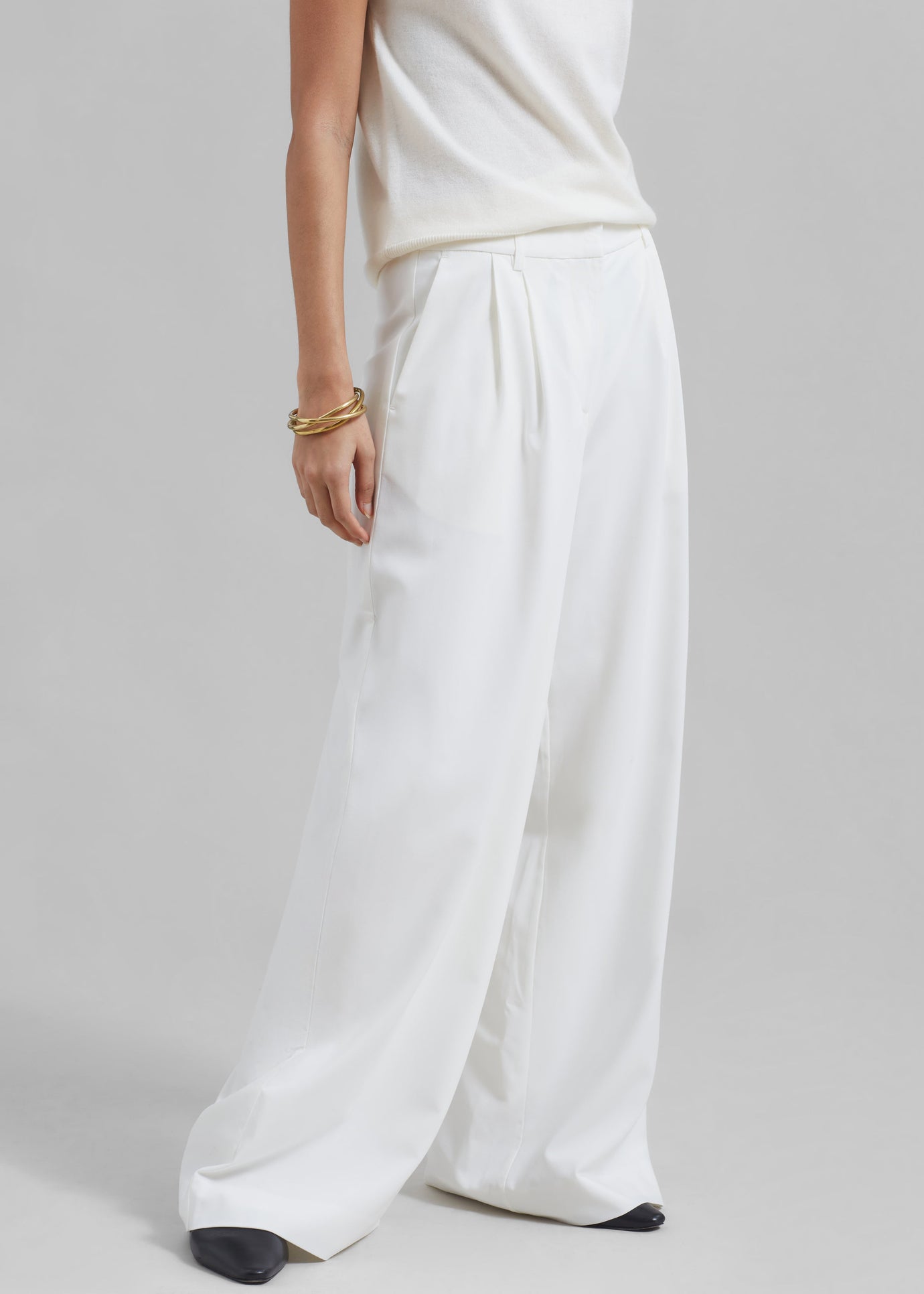 Remain Wide Pants with Pleats - Egret - 1