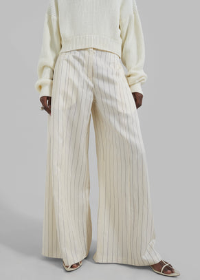 Remain Wide Suiting Pants - Egret Comb