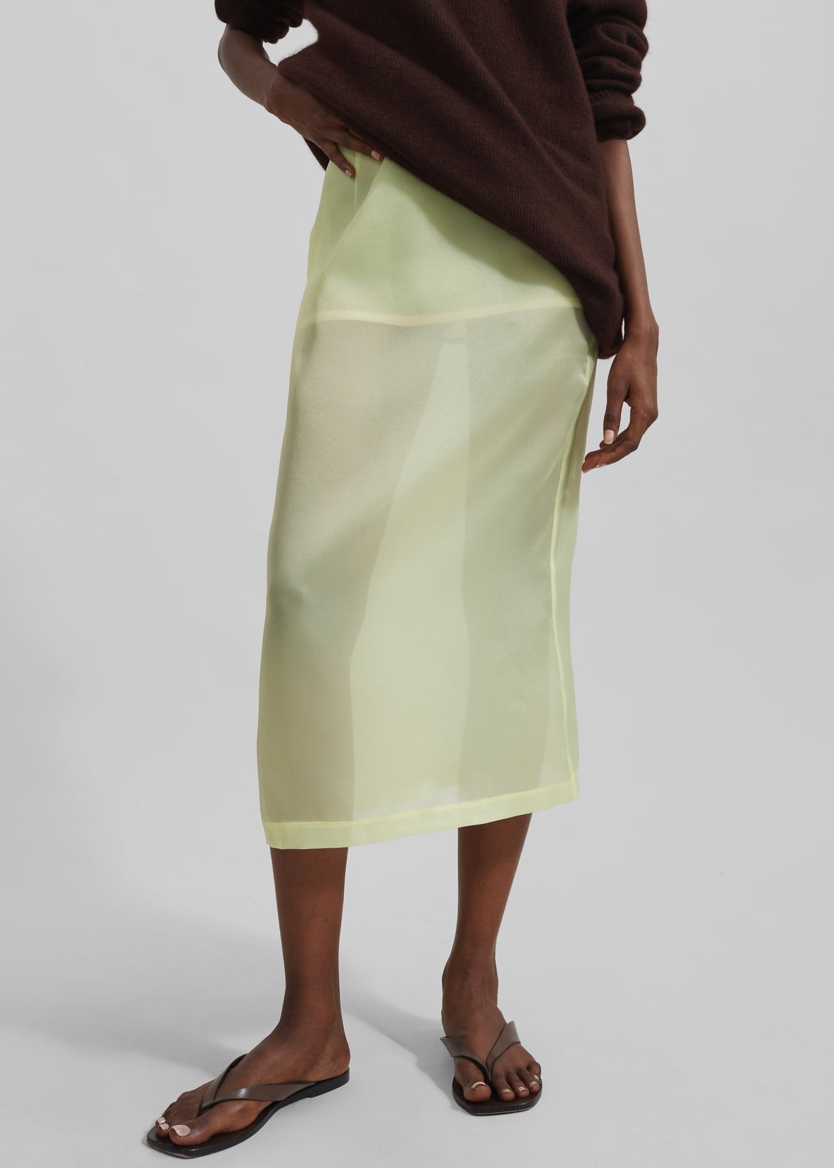 Renna Organza Midi Skirt - Yellow - 1