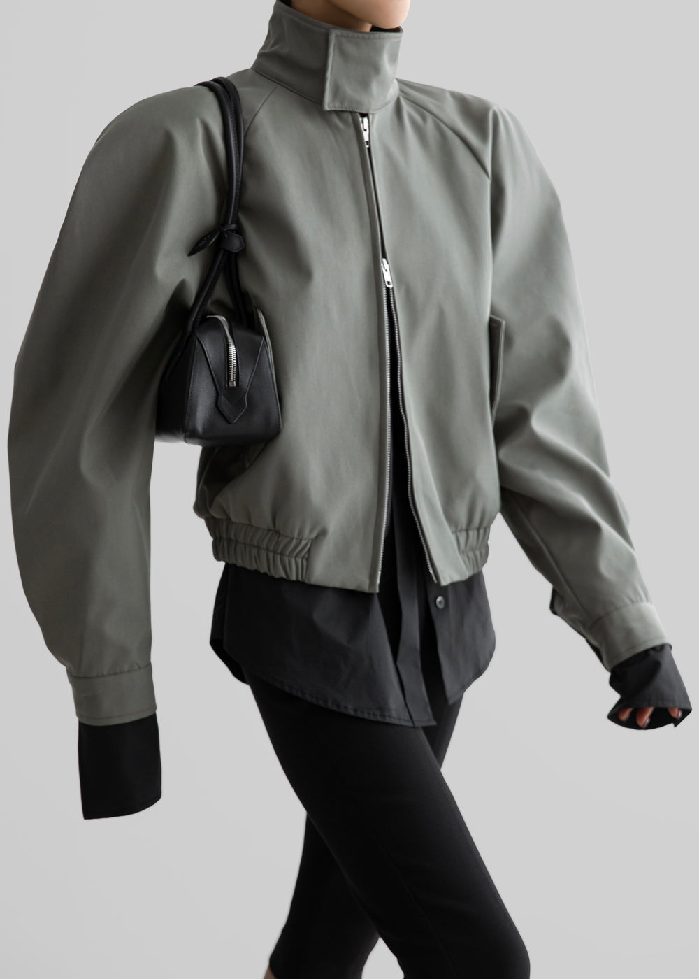 Rennes Curved Blouson Jacket - Sage - 1