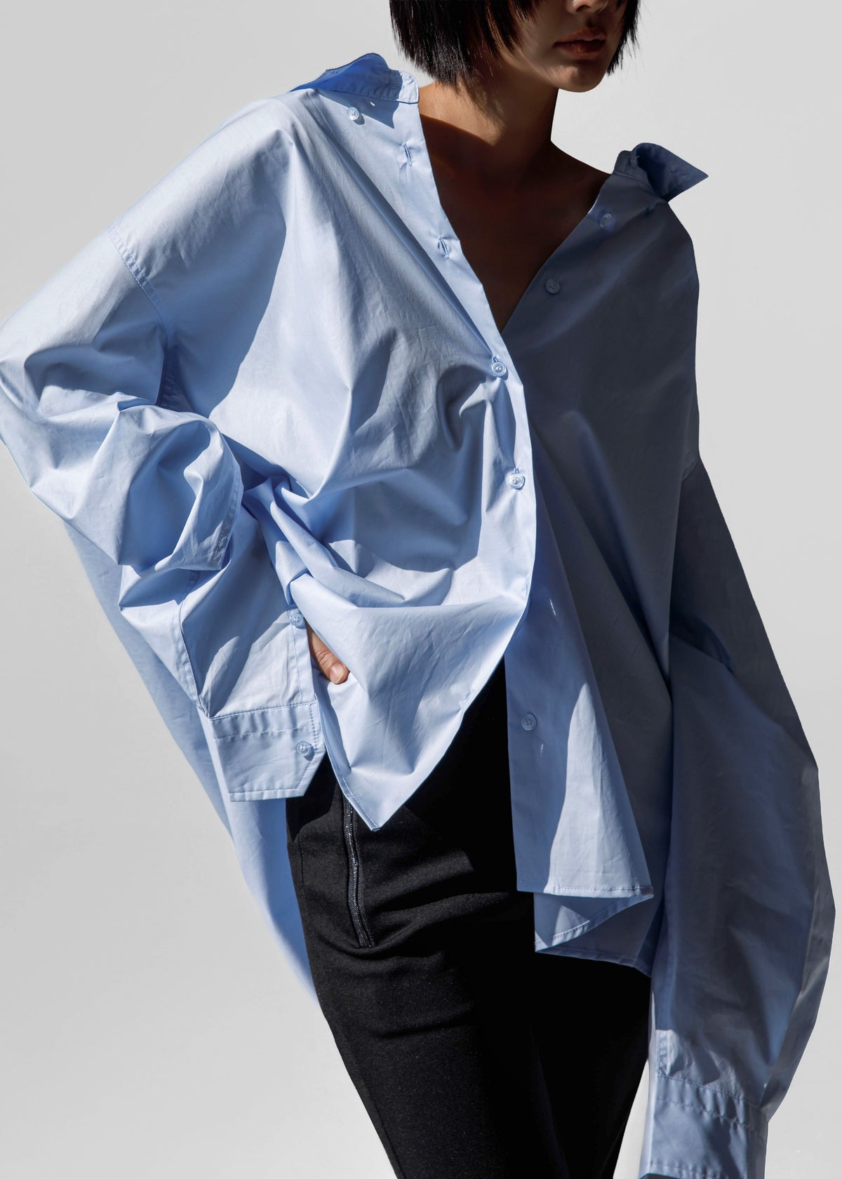 Revel Poplin Oversized Shirt - Sky Blue - 6