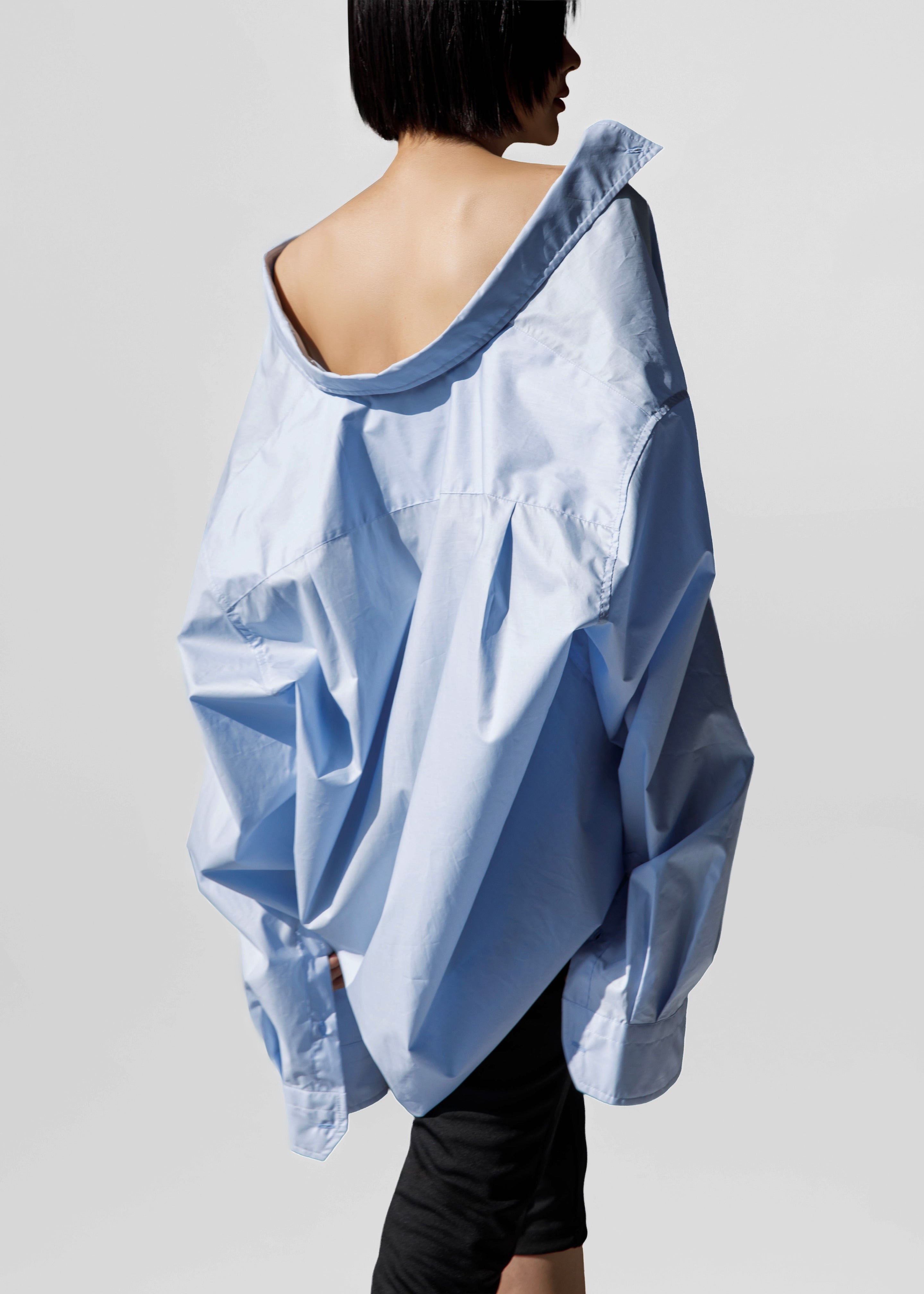 Revel Poplin Oversized Shirt - Sky Blue - 1