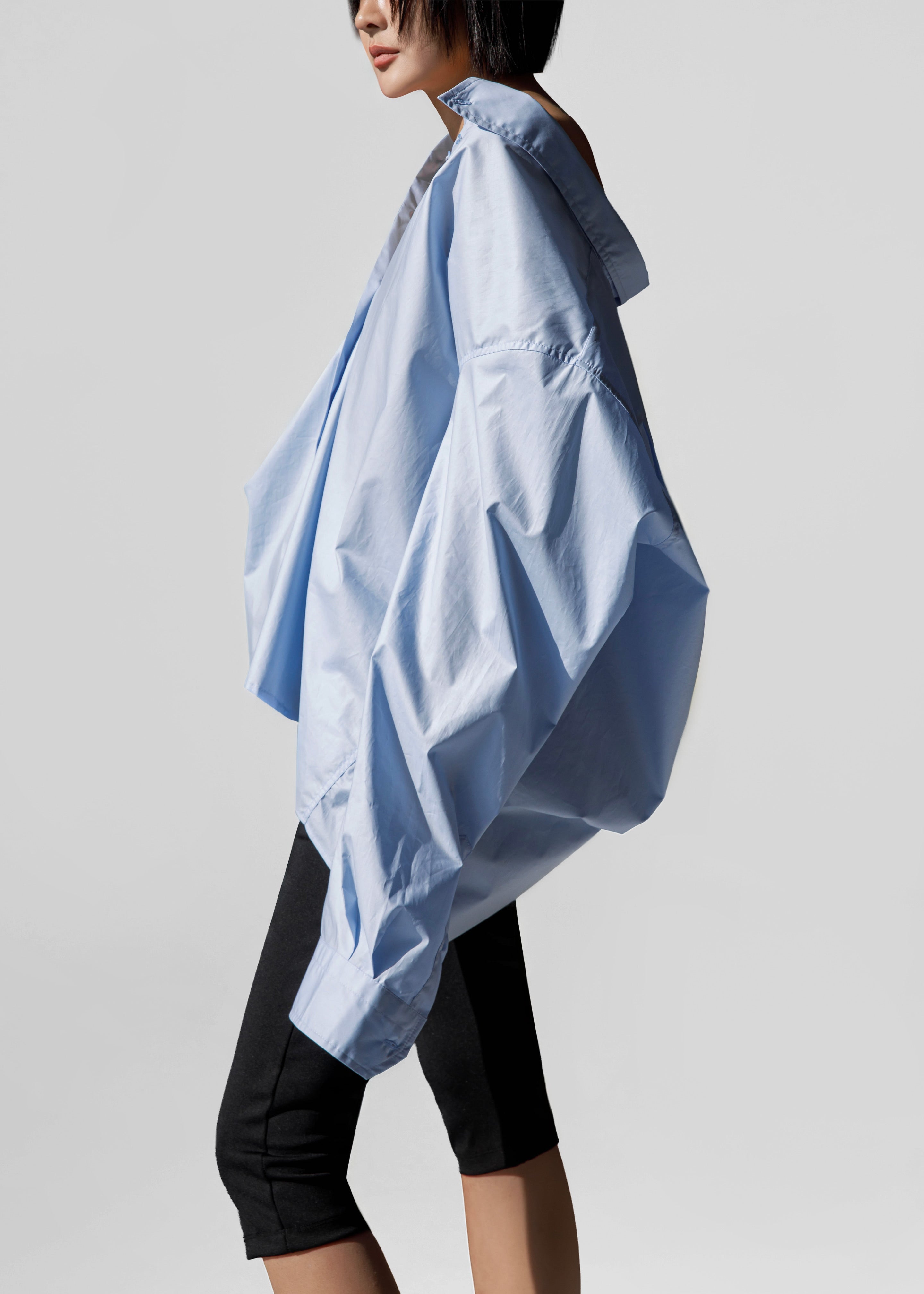 Revel Poplin Oversized Shirt - Sky Blue - 4