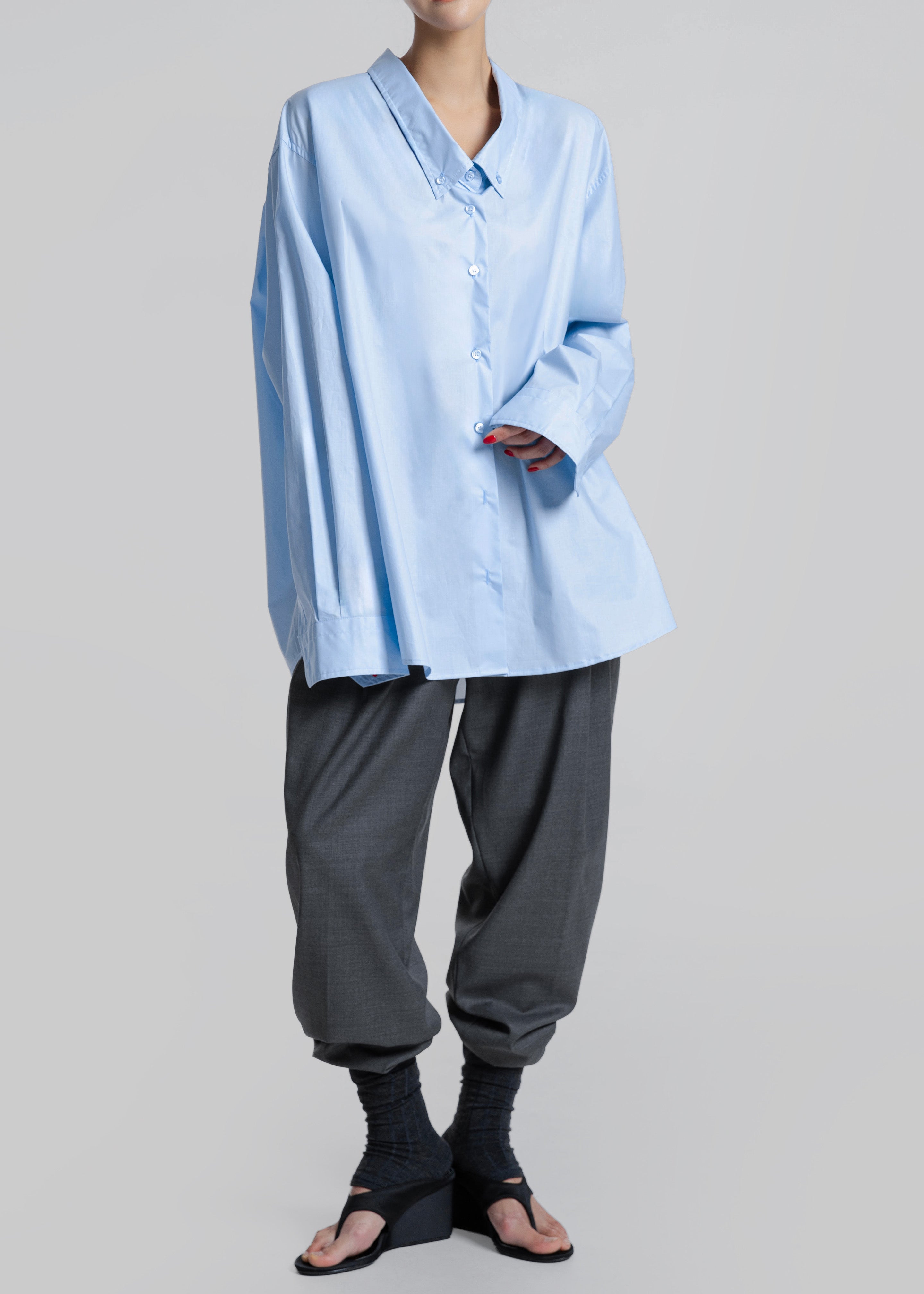 Revel Poplin Oversized Shirt - Sky Blue - 5