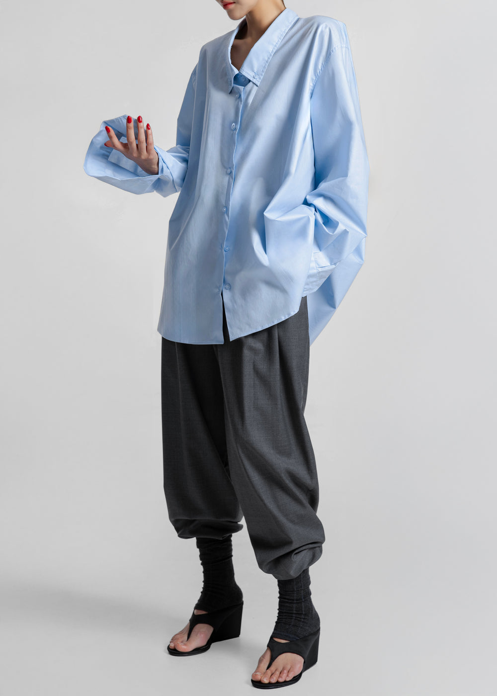 Revel Poplin Oversized Shirt - Sky Blue - 1