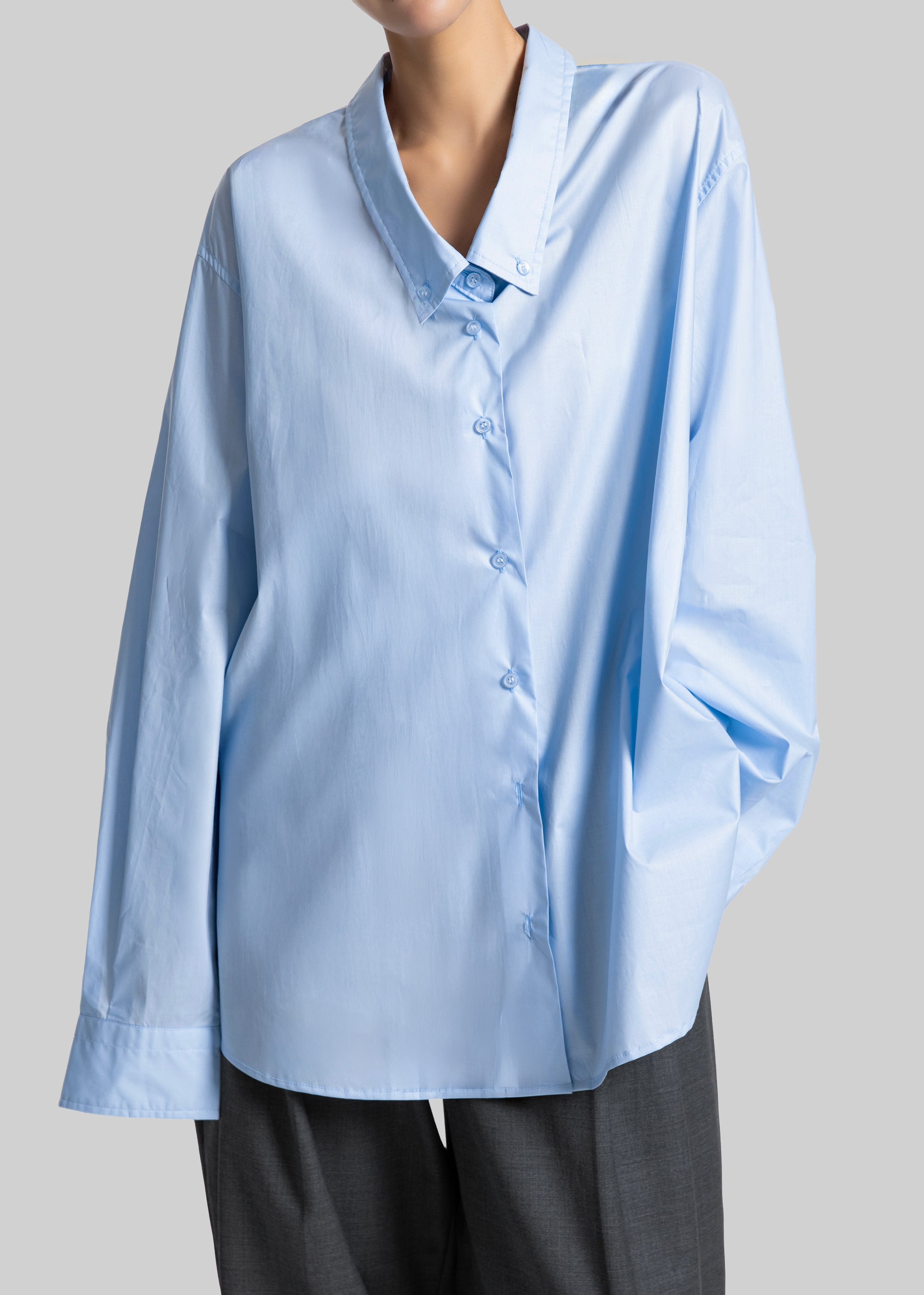 Revel Poplin Oversized Shirt - Sky Blue - 3