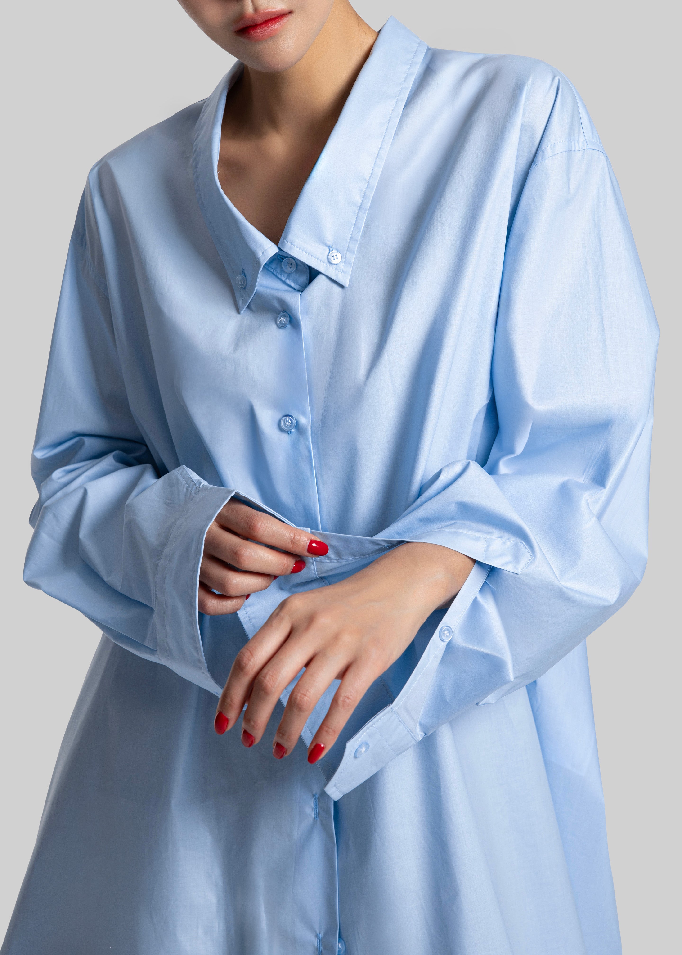 Revel Poplin Oversized Shirt - Sky Blue - 7