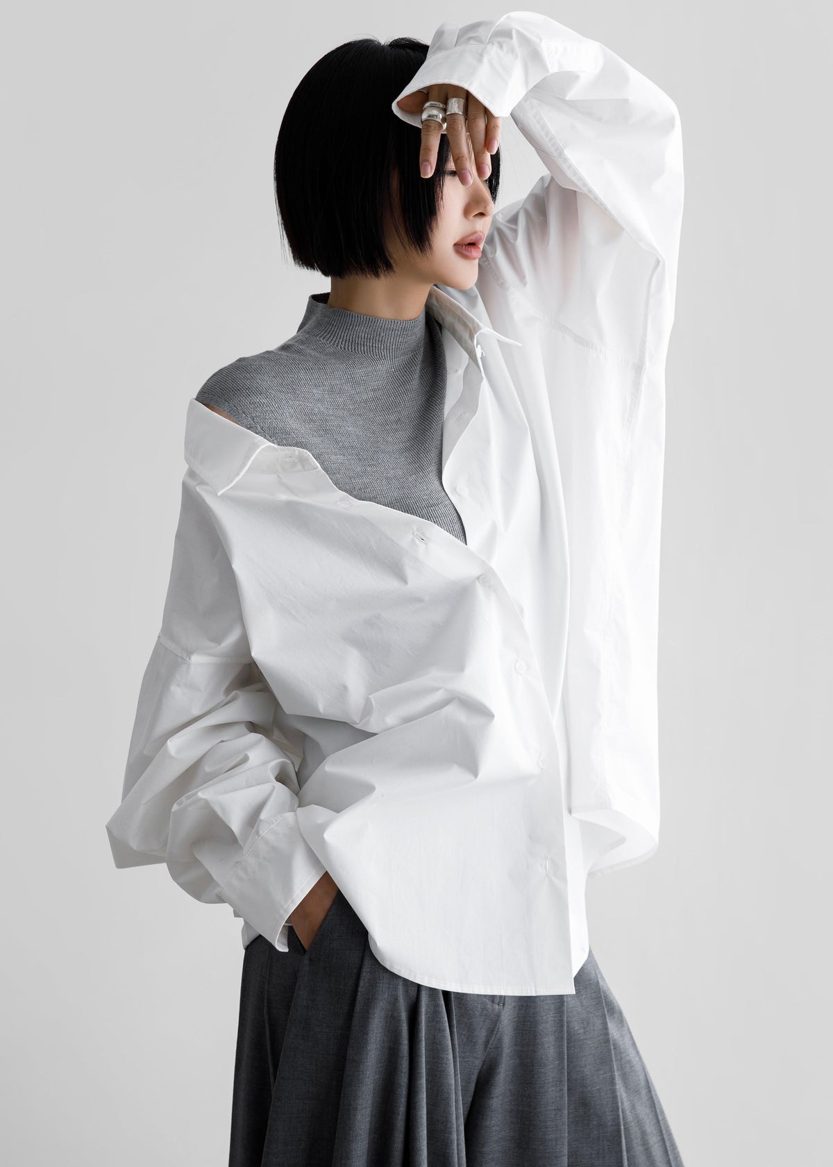 Revel Poplin Oversized Shirt - White - 3