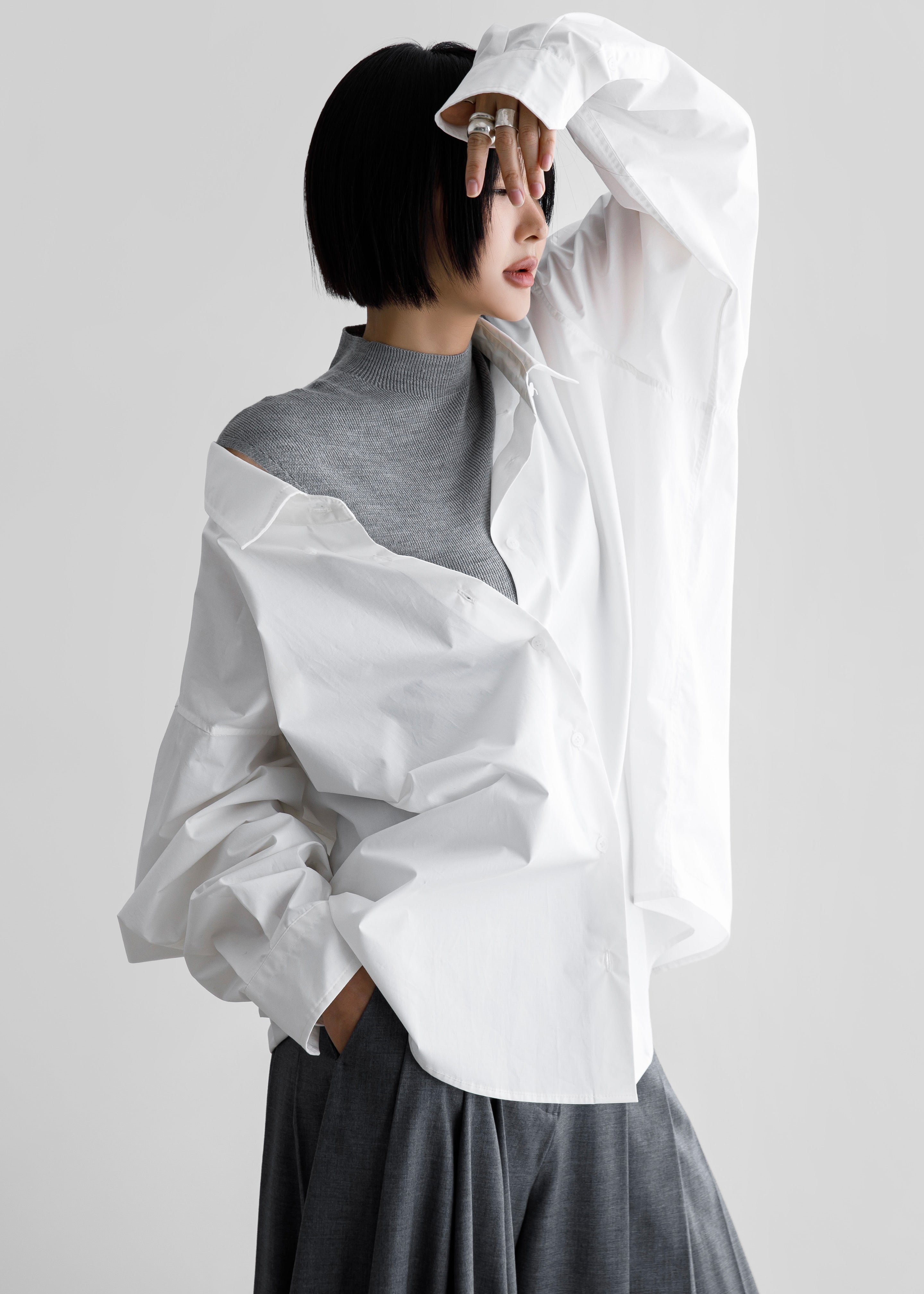 Revel Poplin Oversized Shirt - White - 3