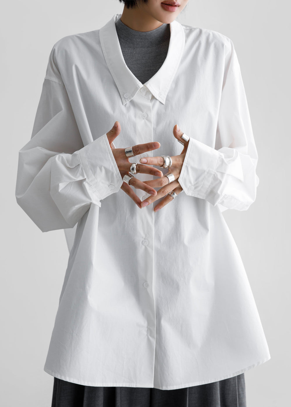 Revel Poplin Oversized Shirt - White