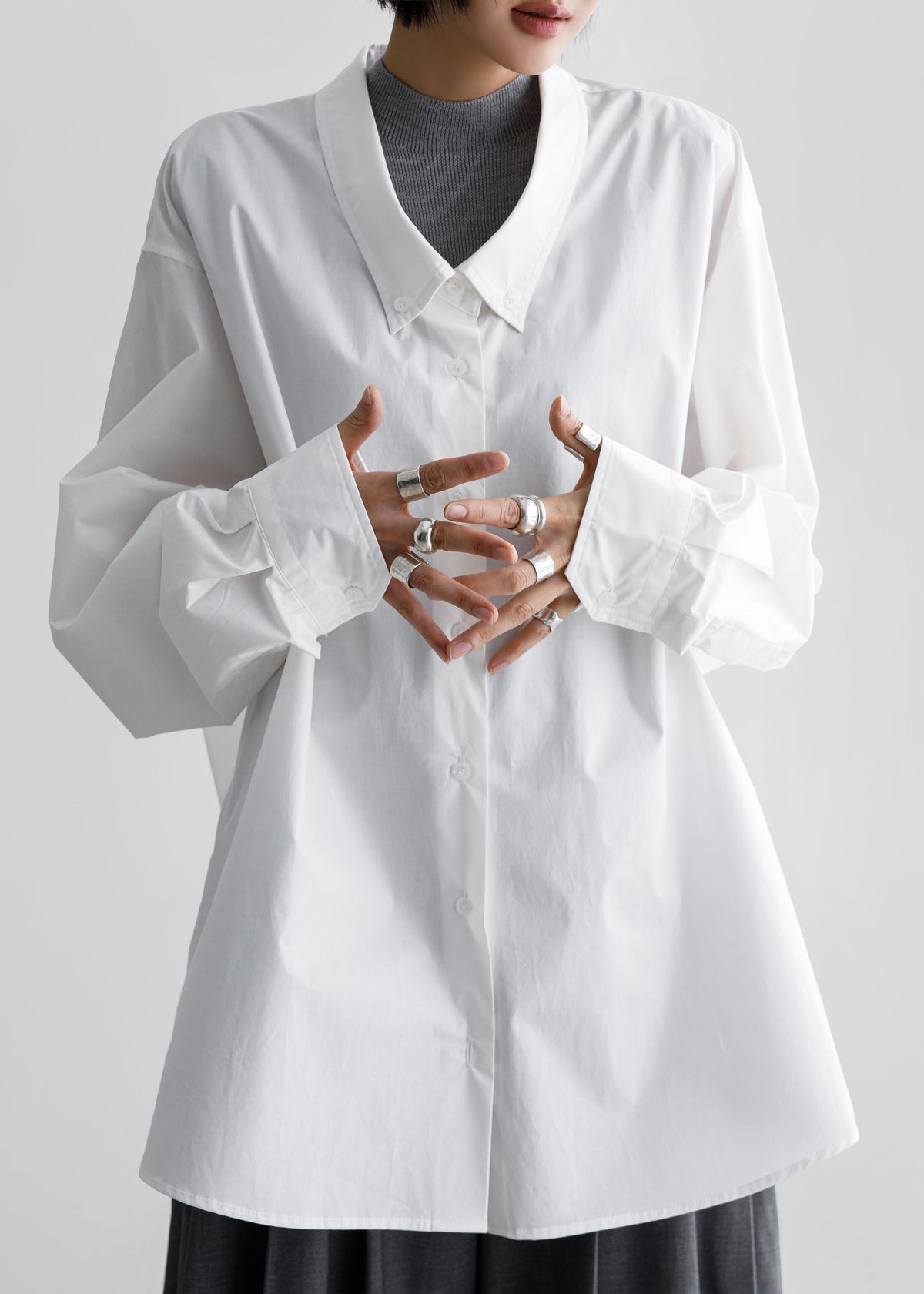 Revel Poplin Oversized Shirt - White - 1
