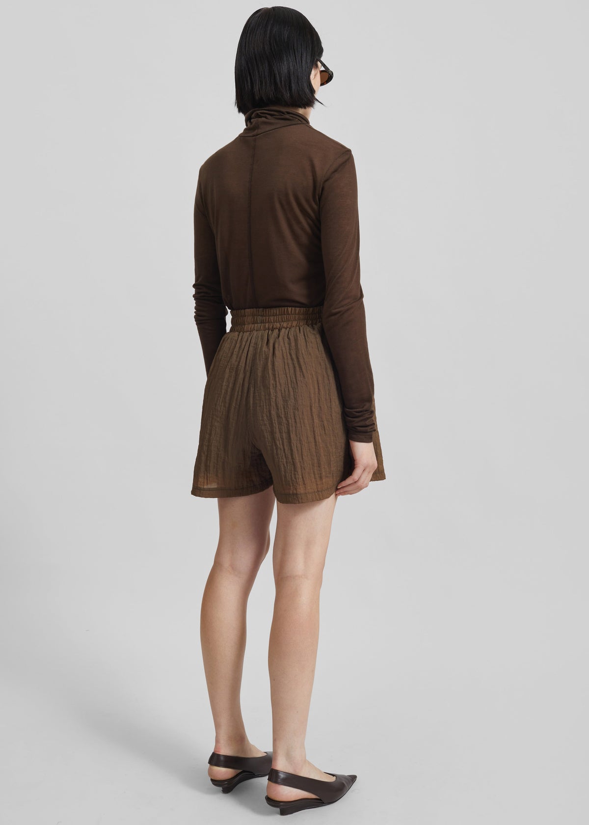Rewa Sheer Shorts - Brown - 7