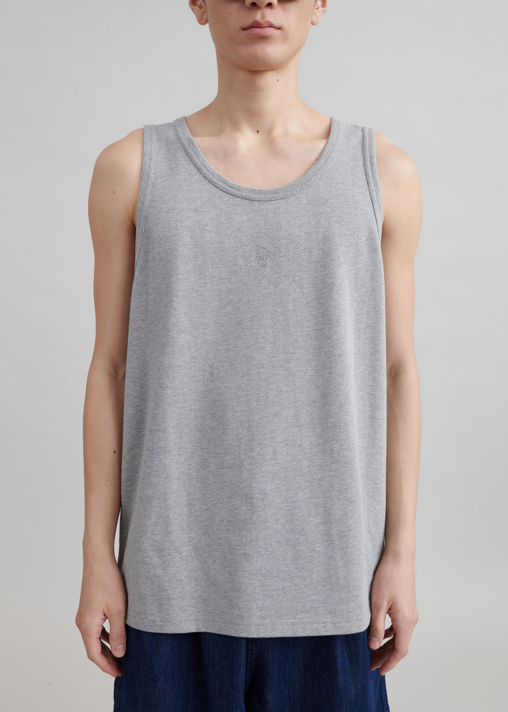 Rexy Embroidered Tank Top - Grey Melange - 1