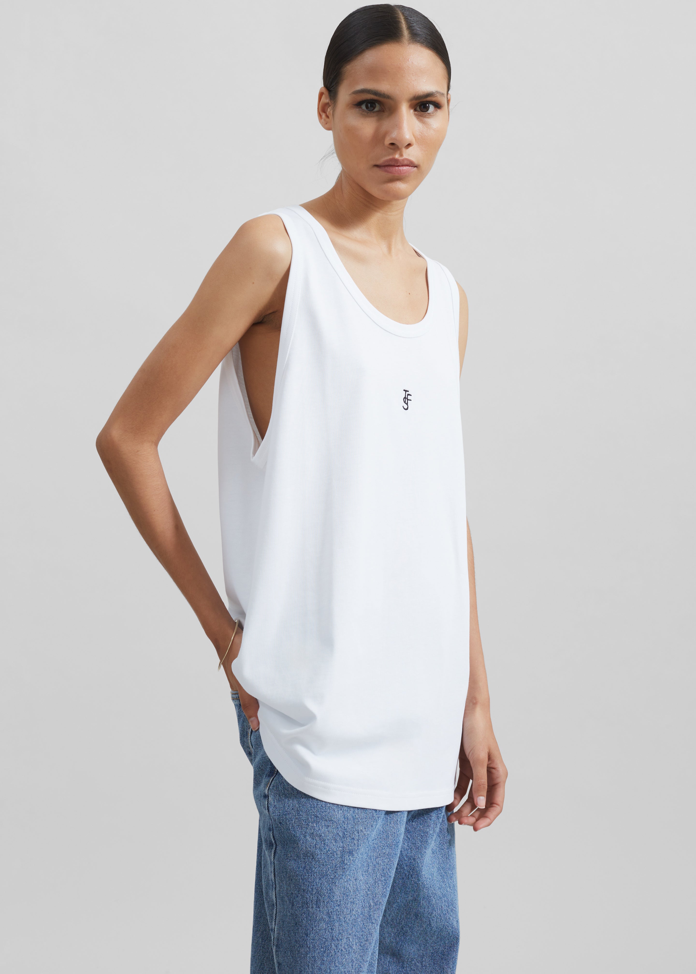 Rexy Embroidered Tank Top - White - 4