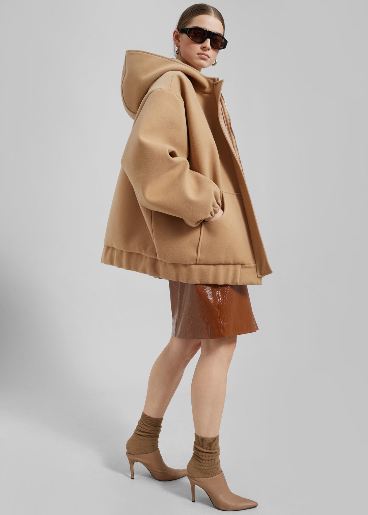 Rey Zip Up Hoodie - Beige - 11
