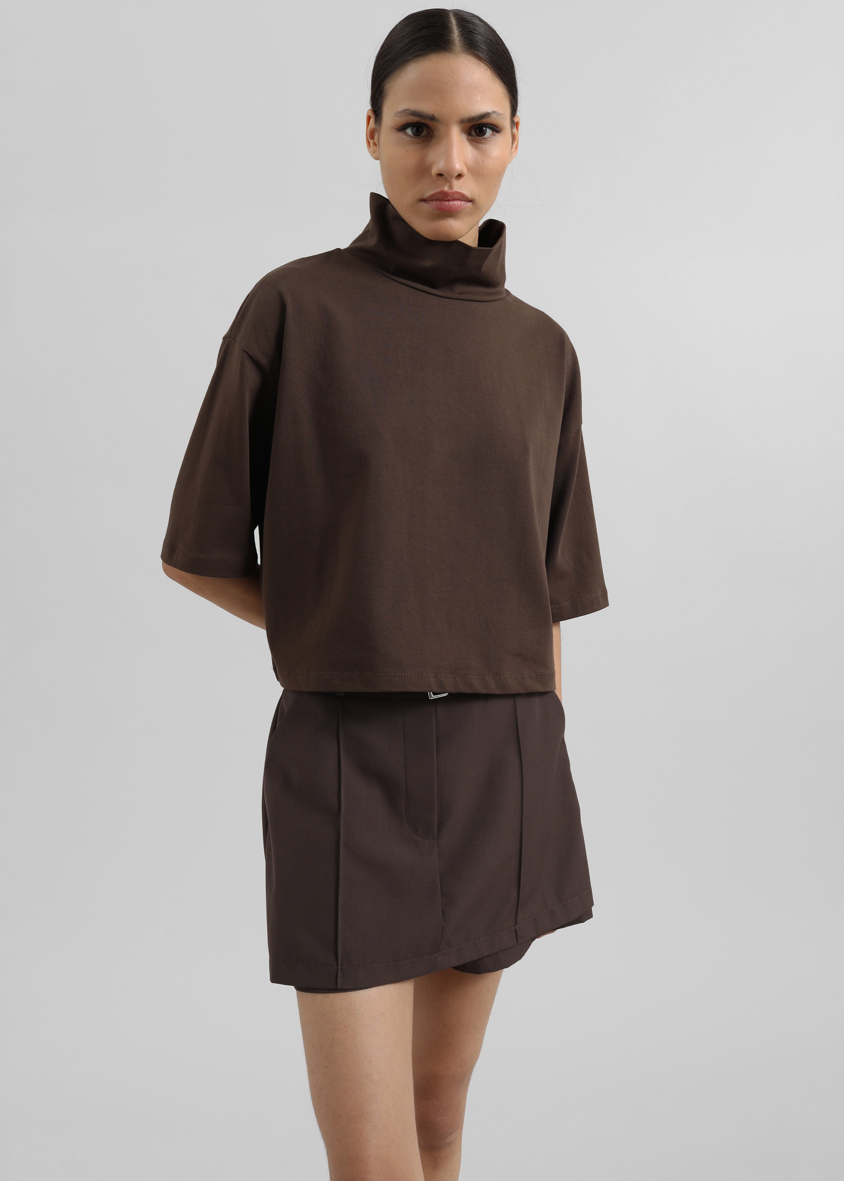 Reza Cropped Tee - Brown - 3