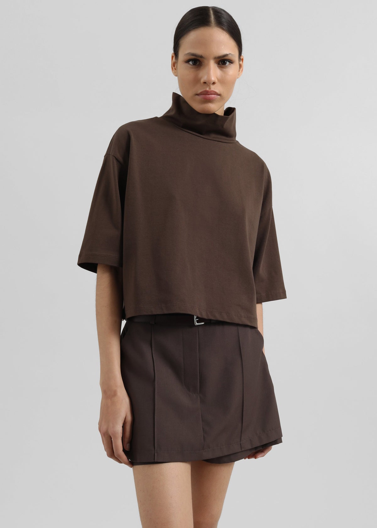 Reza Cropped Tee - Brown - 4