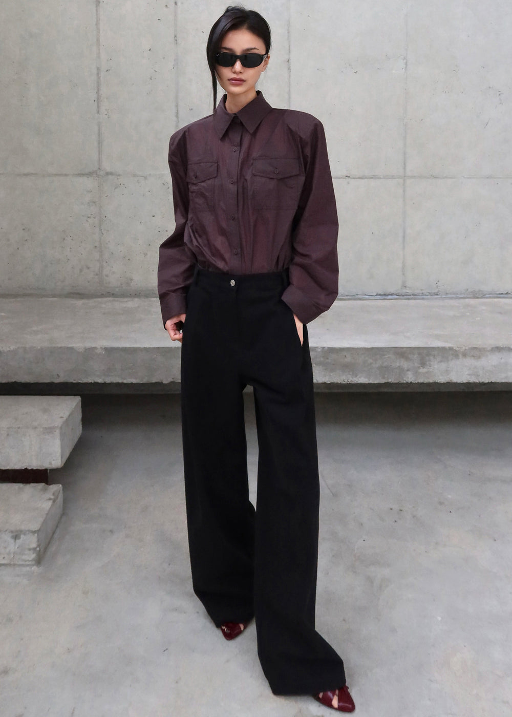 Rezay Padded Shirt - Burgundy - 1