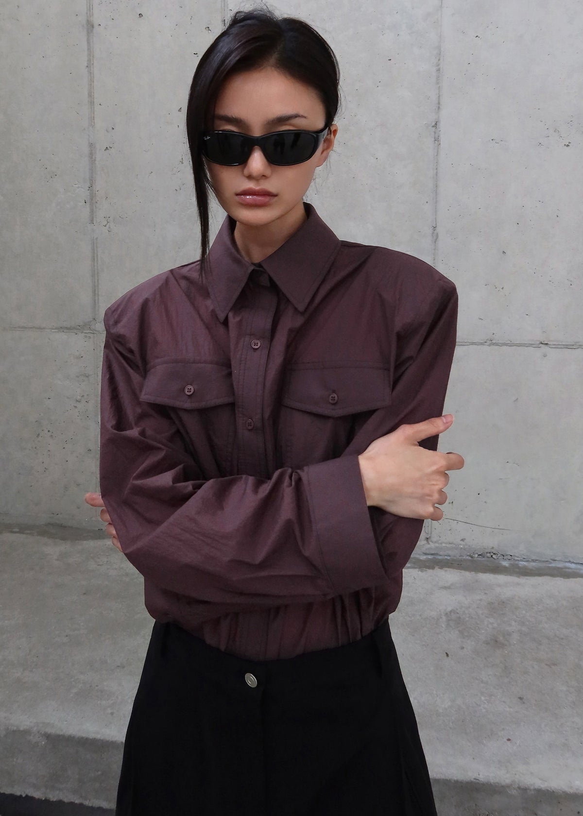 Rezay Padded Shirt - Burgundy - 3