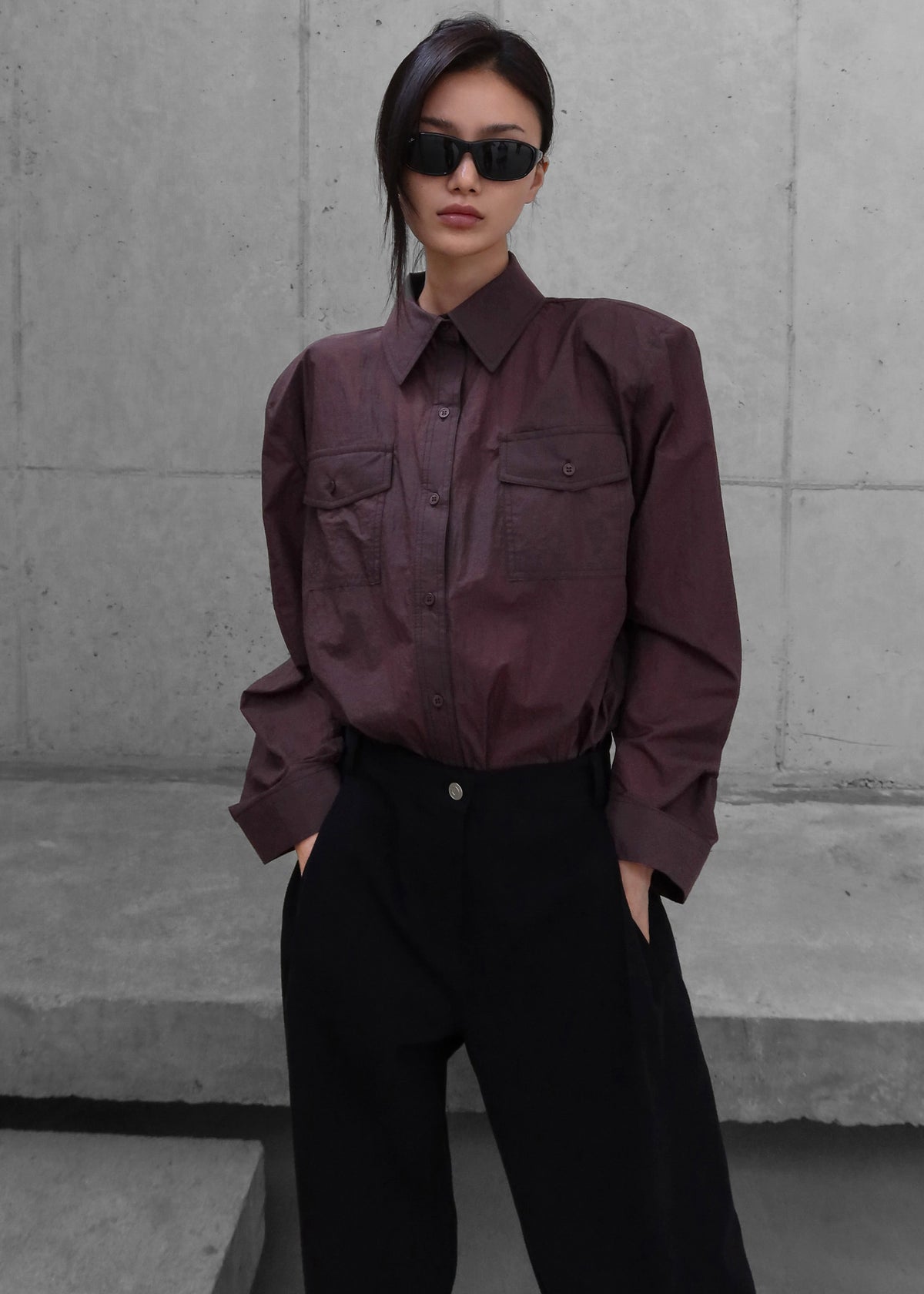 Rezay Padded Shirt - Burgundy - 6