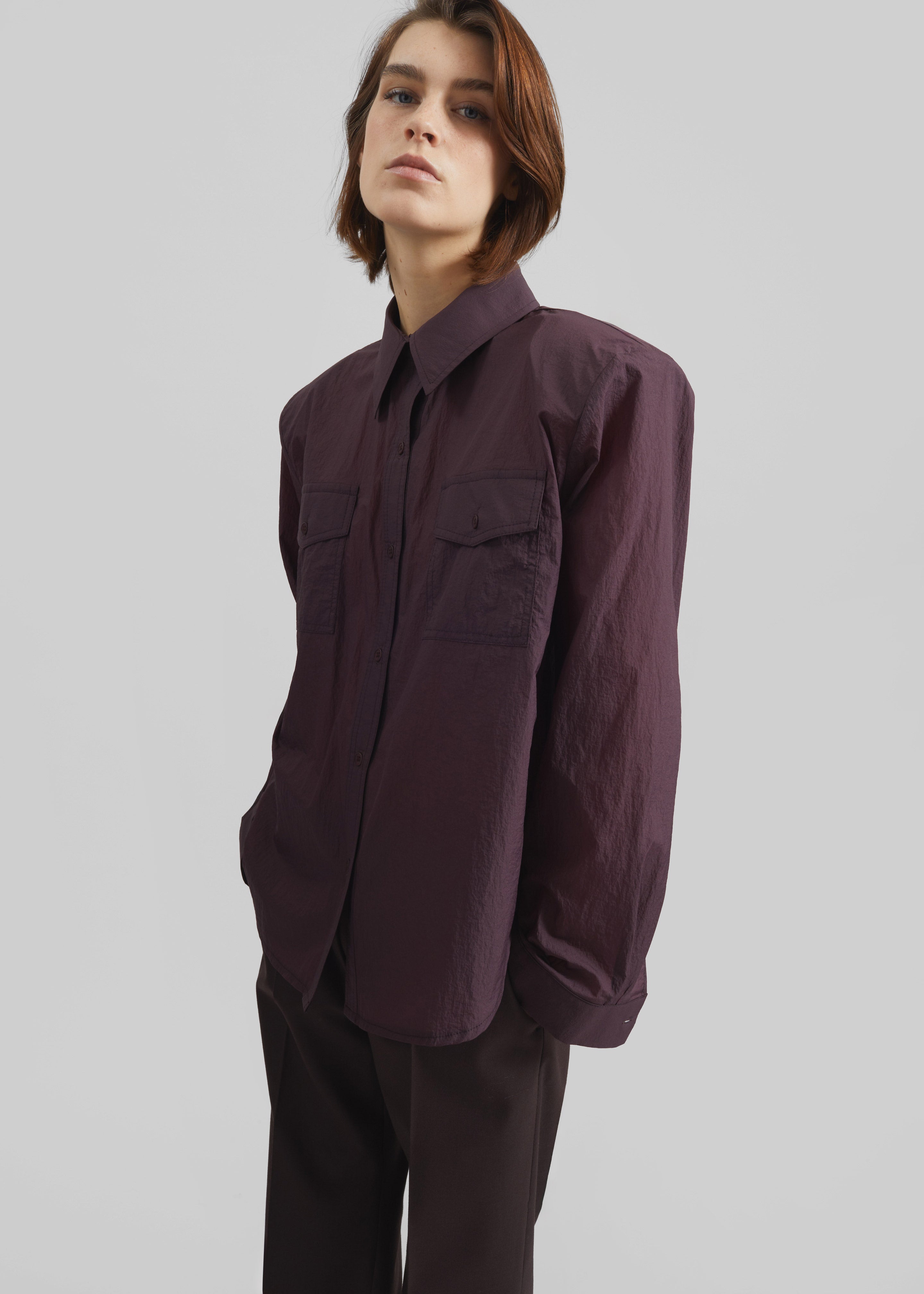 Rezay Padded Shirt - Burgundy - 4