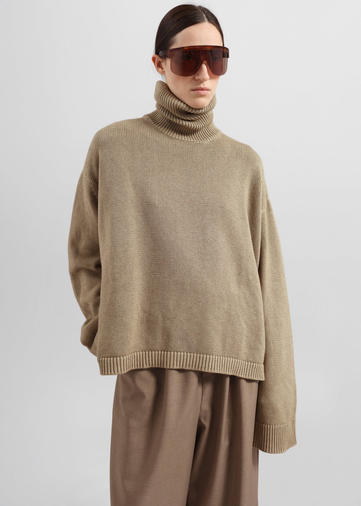 Rhea Trapeze Turtleneck - Beige - 4