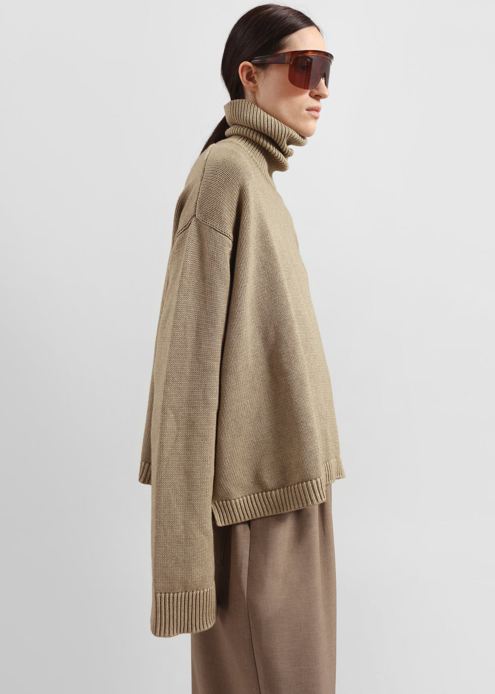 Rhea Trapeze Turtleneck - Beige