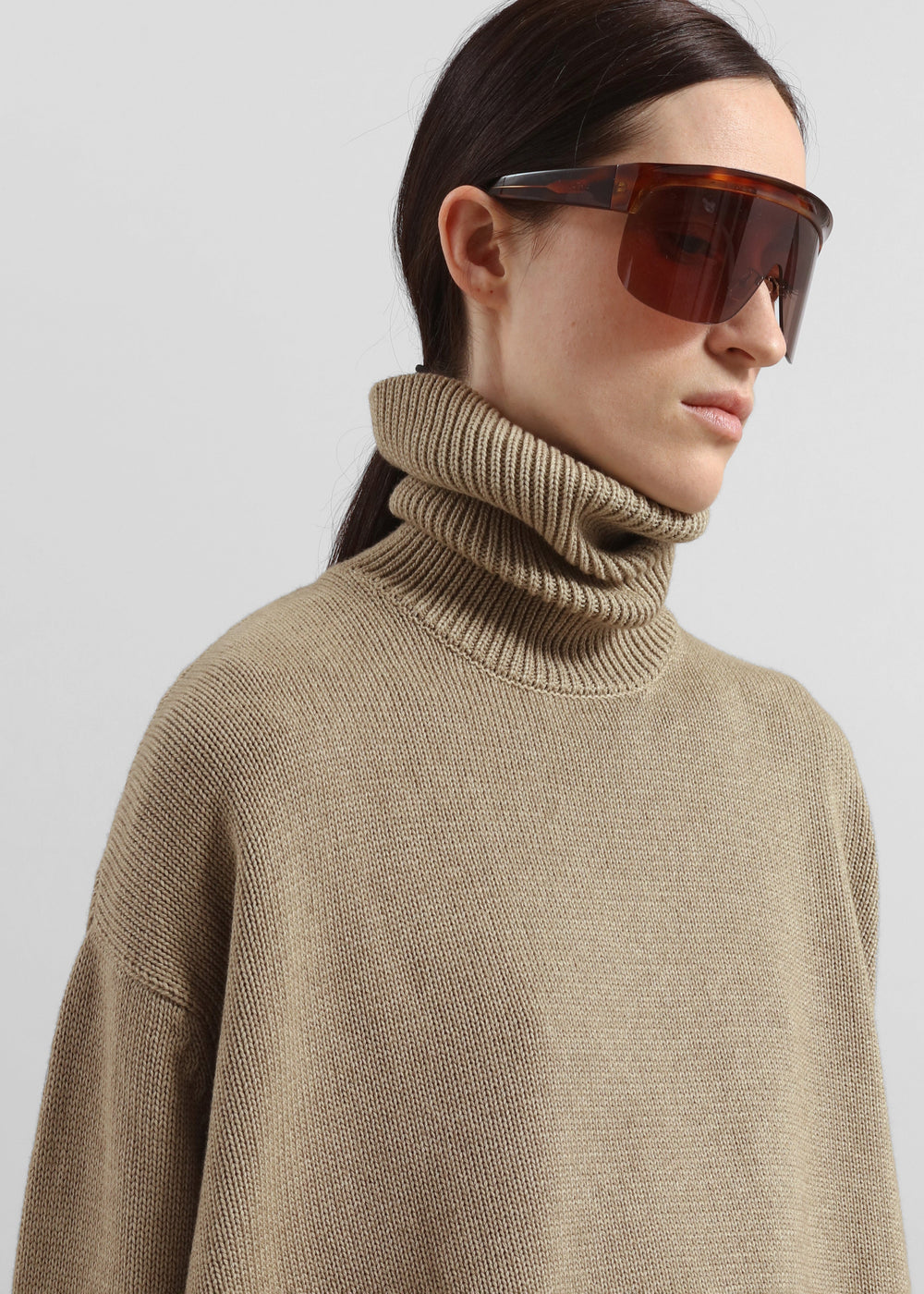 Rhea Trapeze Turtleneck - Beige - 1