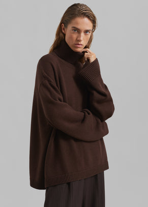 Rhea Trapeze Turtleneck - Brown