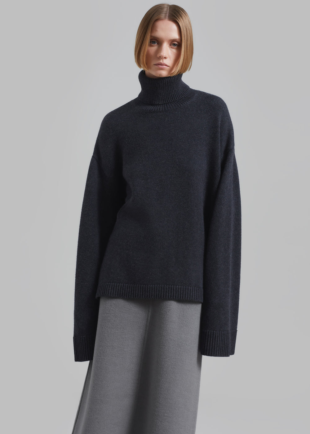 Rhea Trapeze Turtleneck - Charcoal - 1