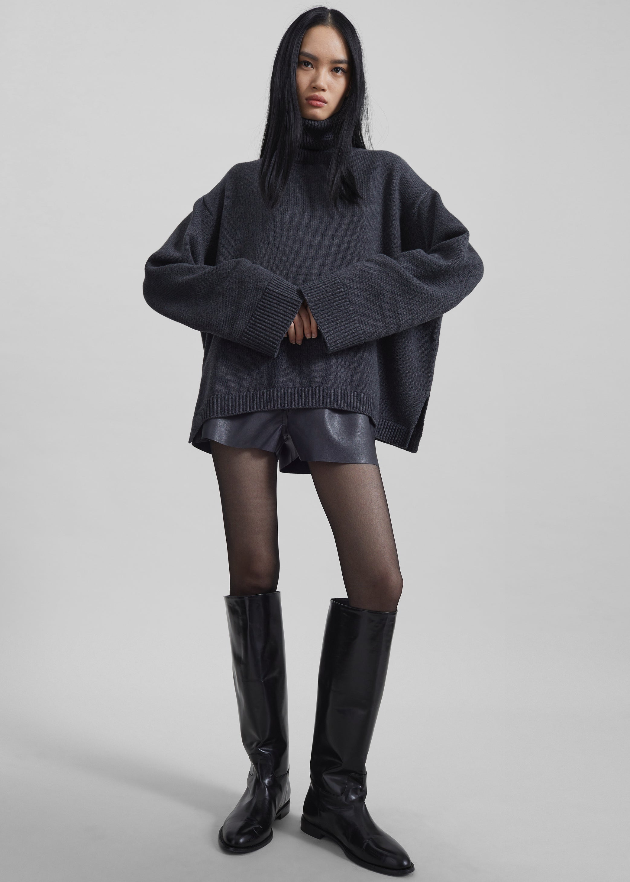 Shop the look image for Rhea Trapeze Turtleneck - Charcoal